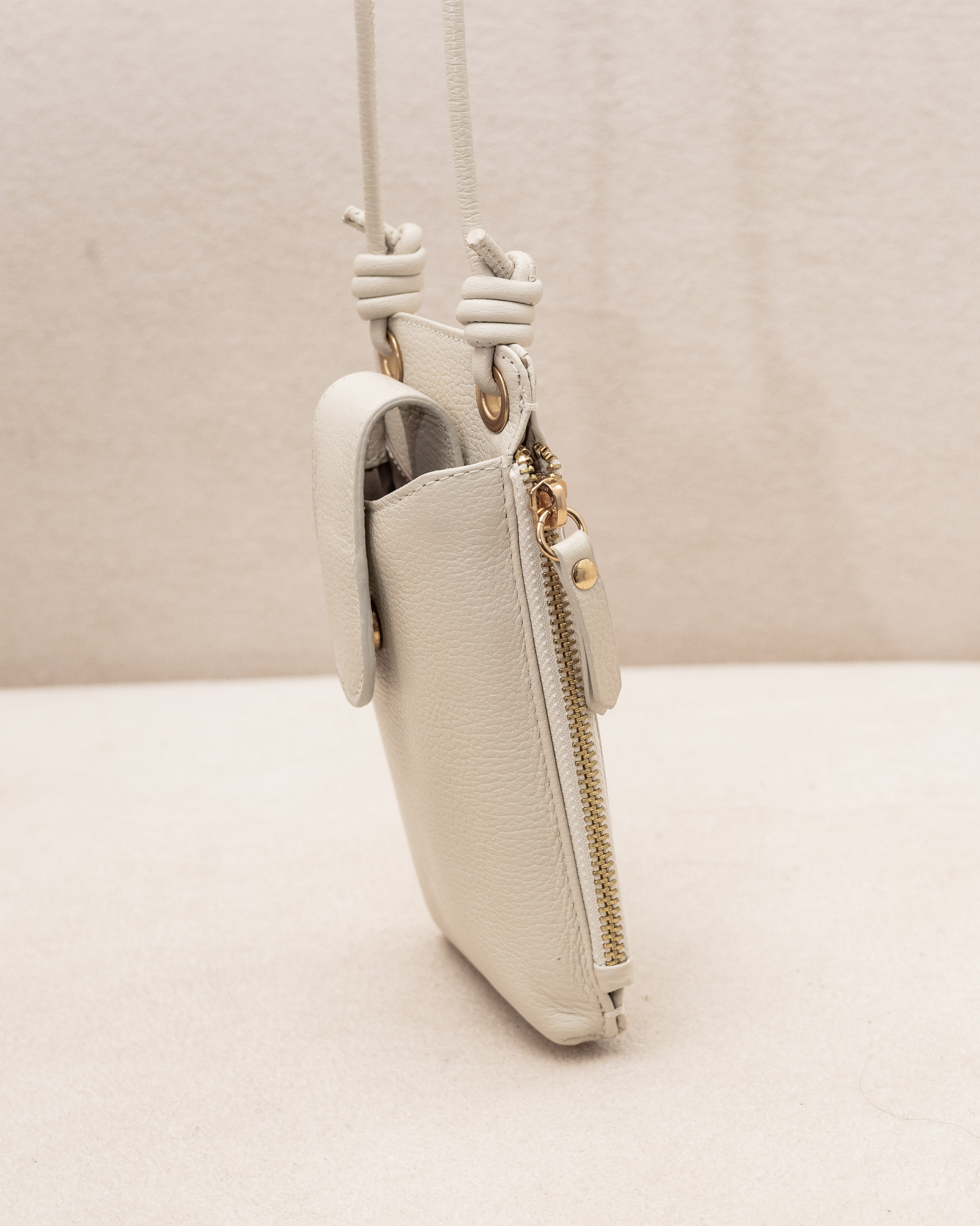 Bolsa e Porta Celular Yara de Couro Legítimo Off White