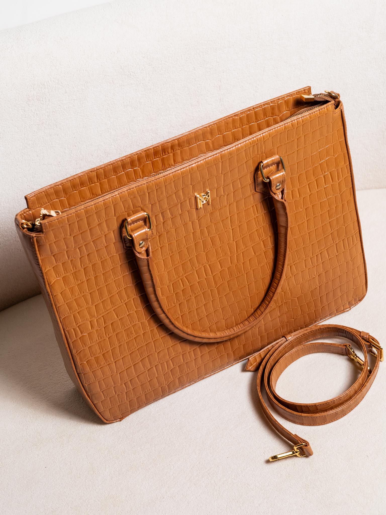 BOLSA PASTA PARA NOTEBOOK DE COURO LEGÍTIMO WORK - CARAMELO