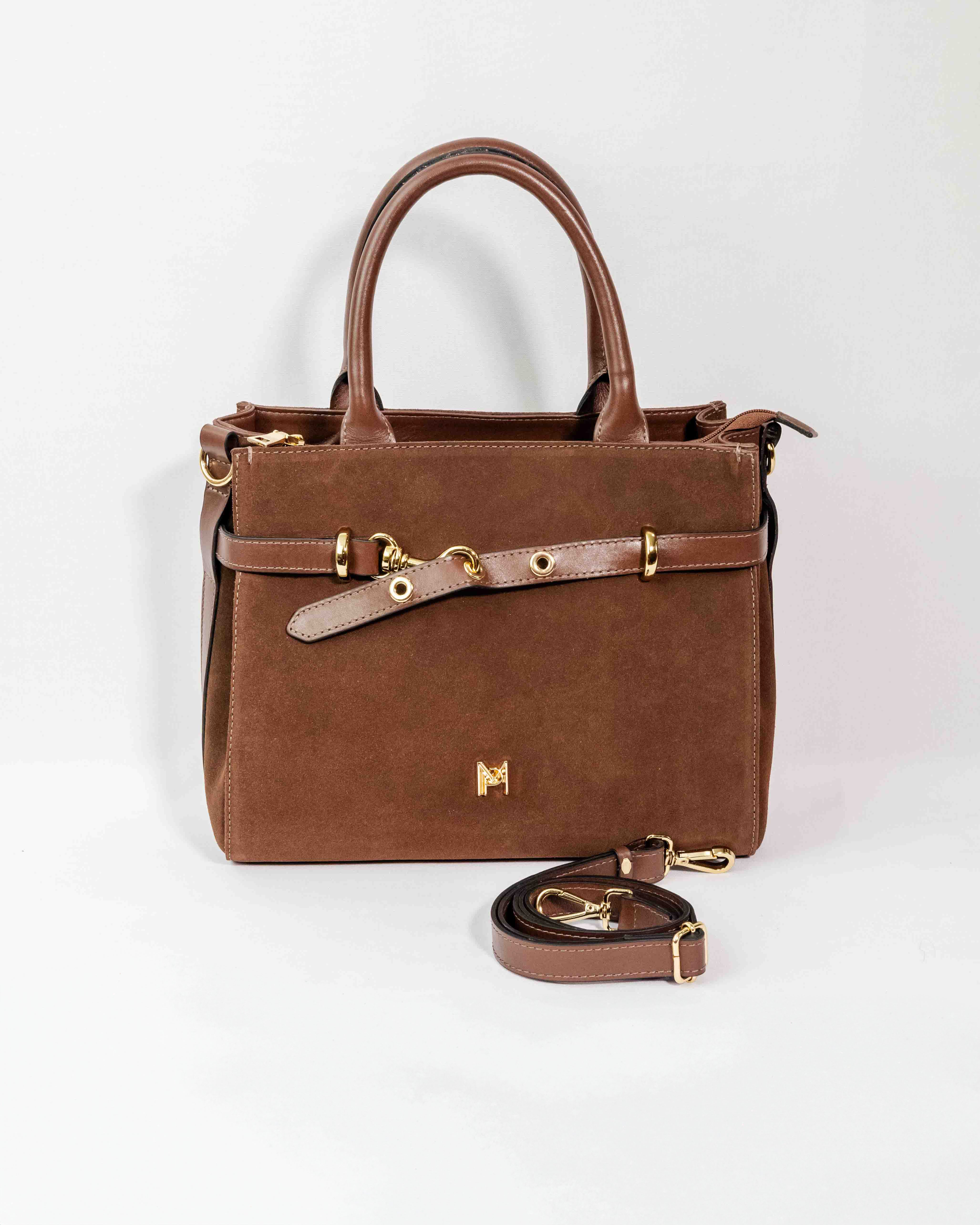 BOLSA MATILDE COURO LEGÍTIMO CAMURÇA MARROM