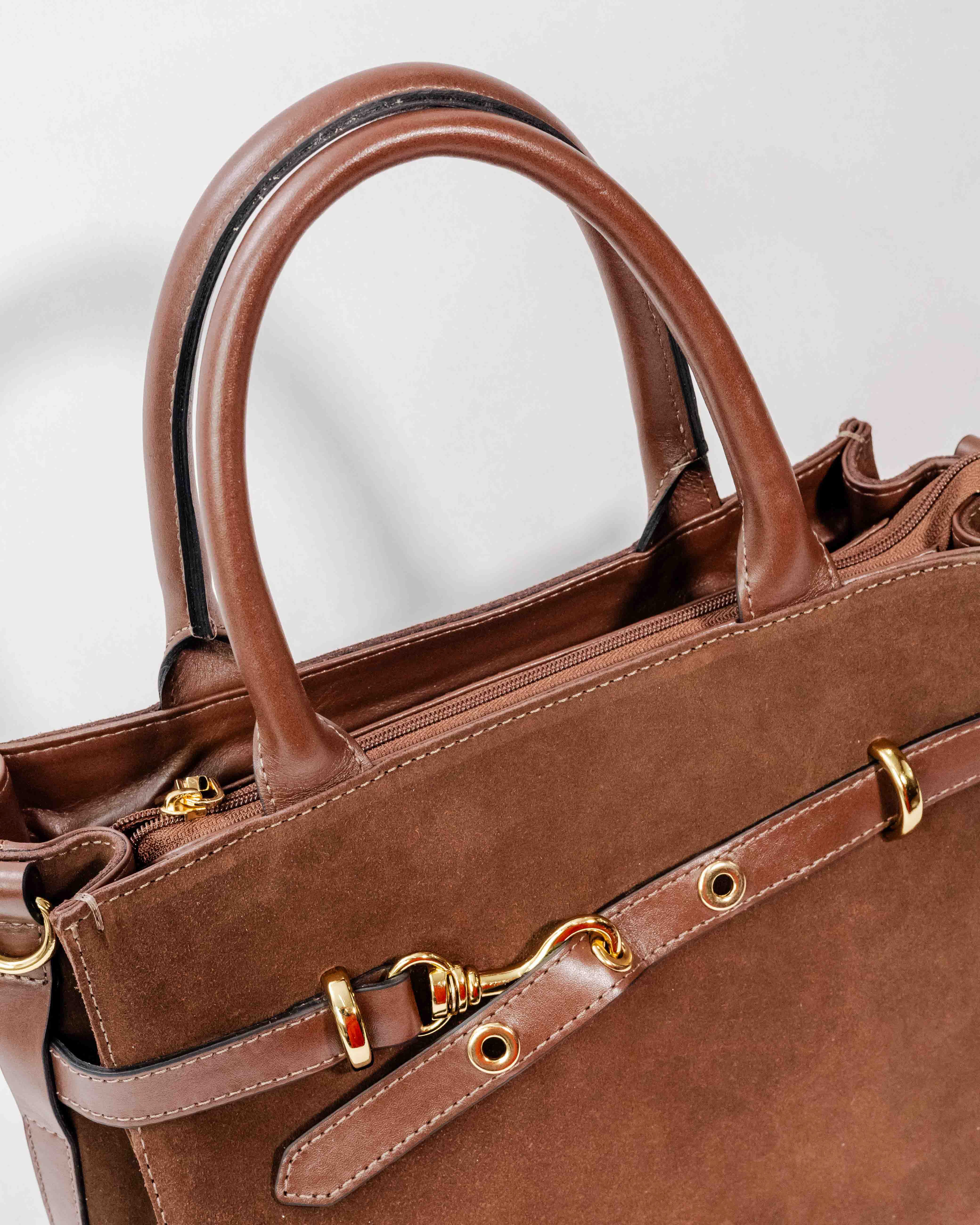 BOLSA MATILDE COURO LEGÍTIMO CAMURÇA MARROM