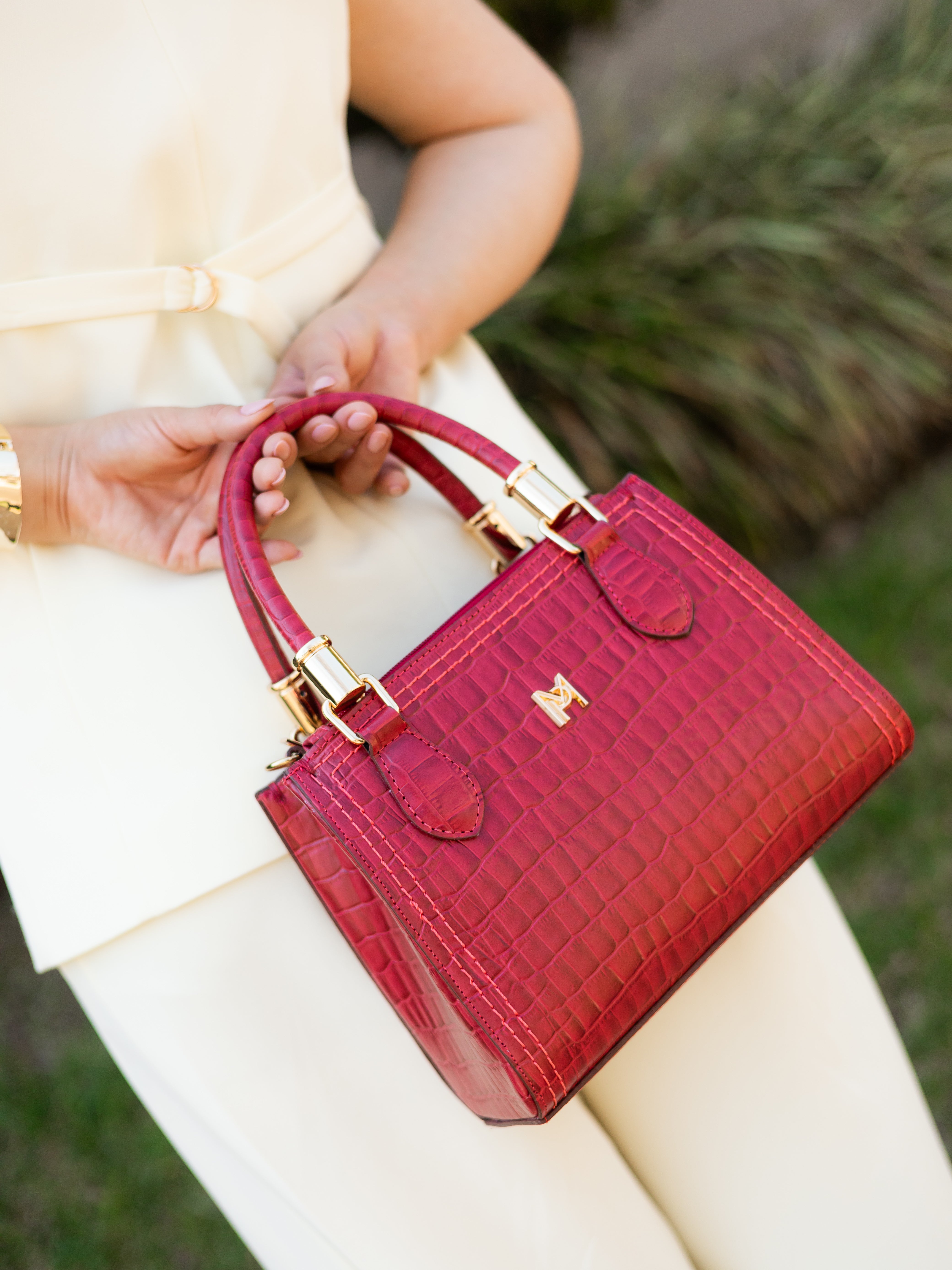 BOLSA VALENTINA VERMELHO CROCO (EDIÇÃO FIORE)