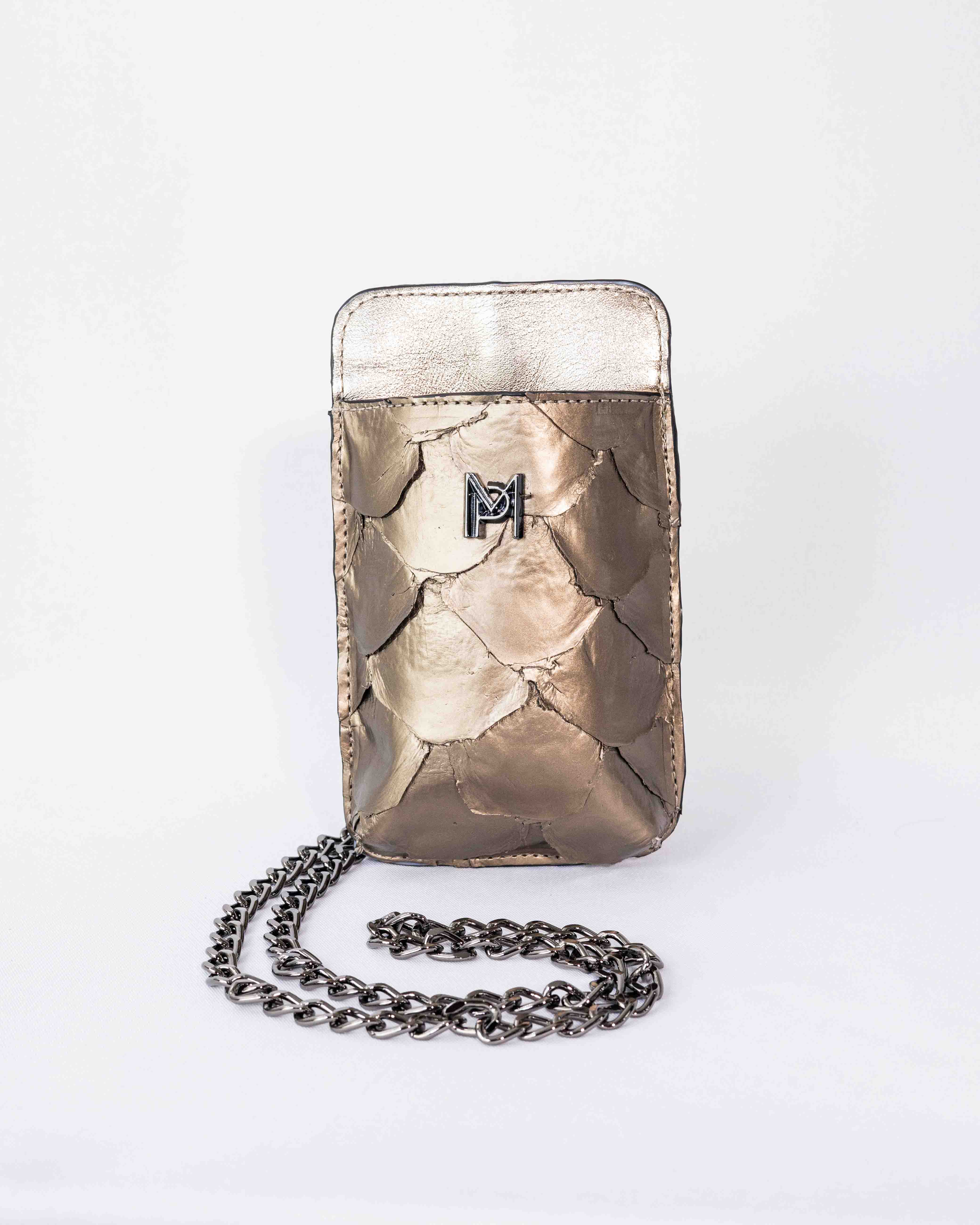 BOLSA PORTA CELULAR DE COURO PIRARUCU SOPHIE MAGNETO