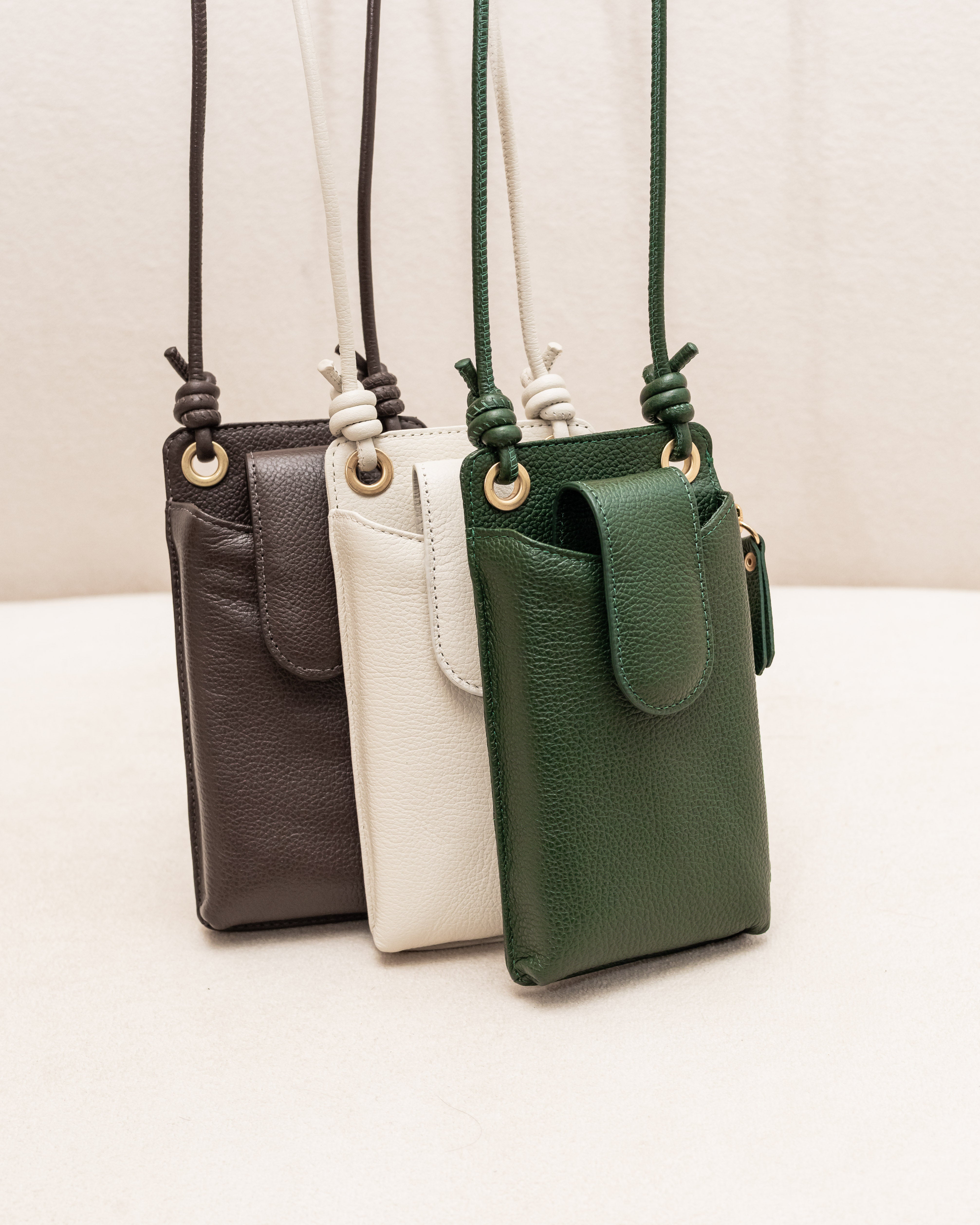 Bolsa e Porta Celular Yara de Couro Legítimo Marrom Café