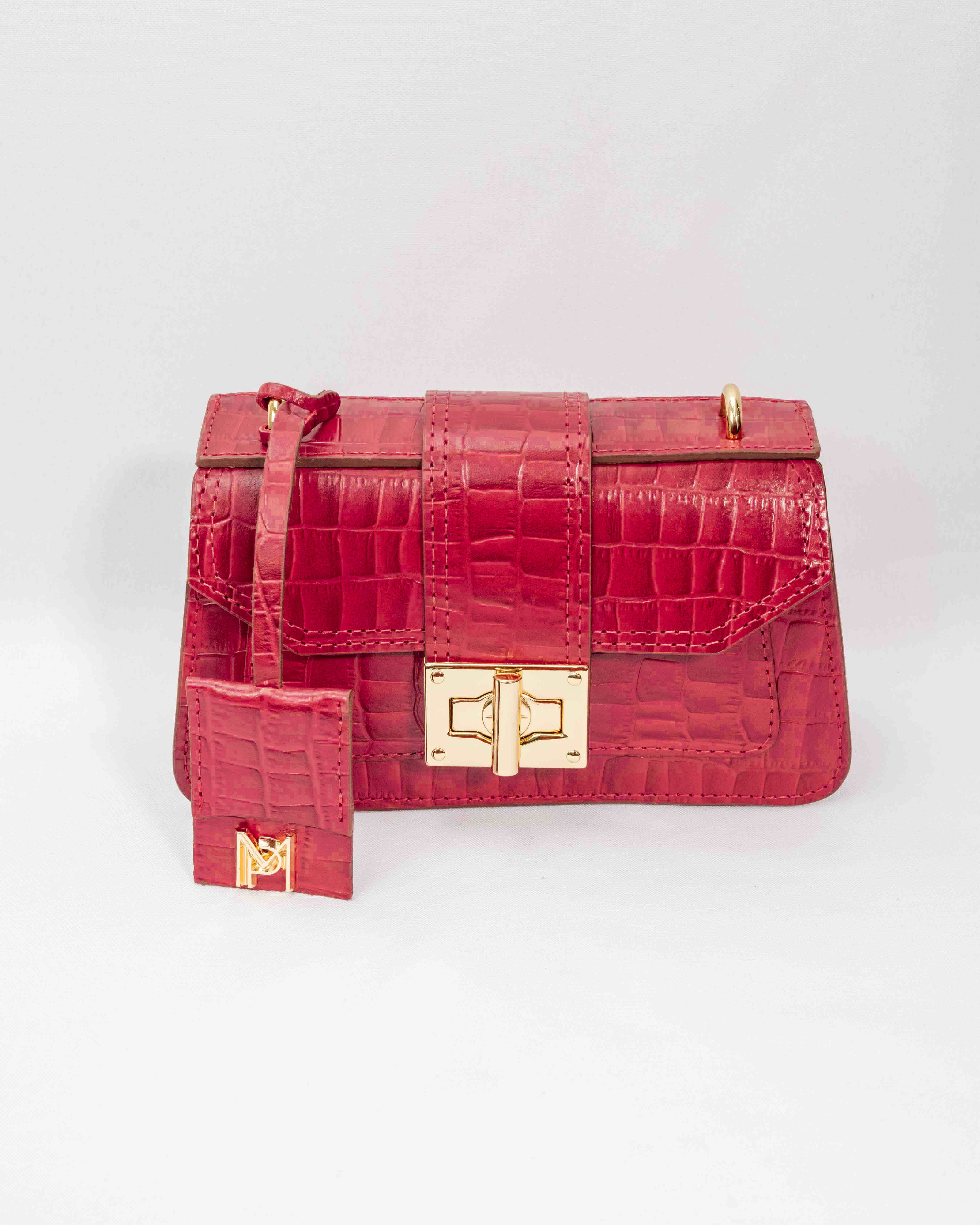 BOLSA MILÃO VERMELHO CROCO