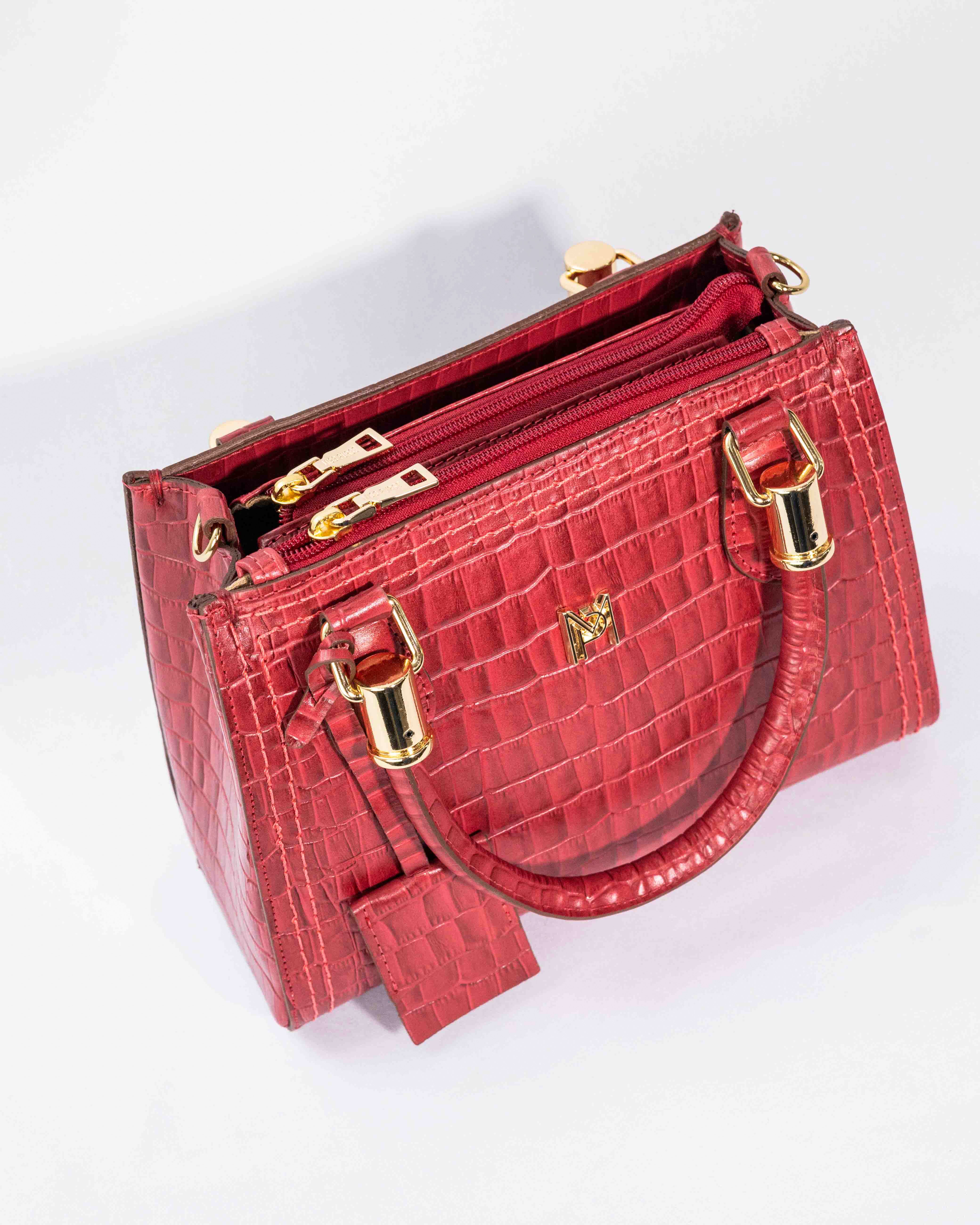 BOLSA VALENTINA VERMELHO CROCO (EDIÇÃO FIORE)