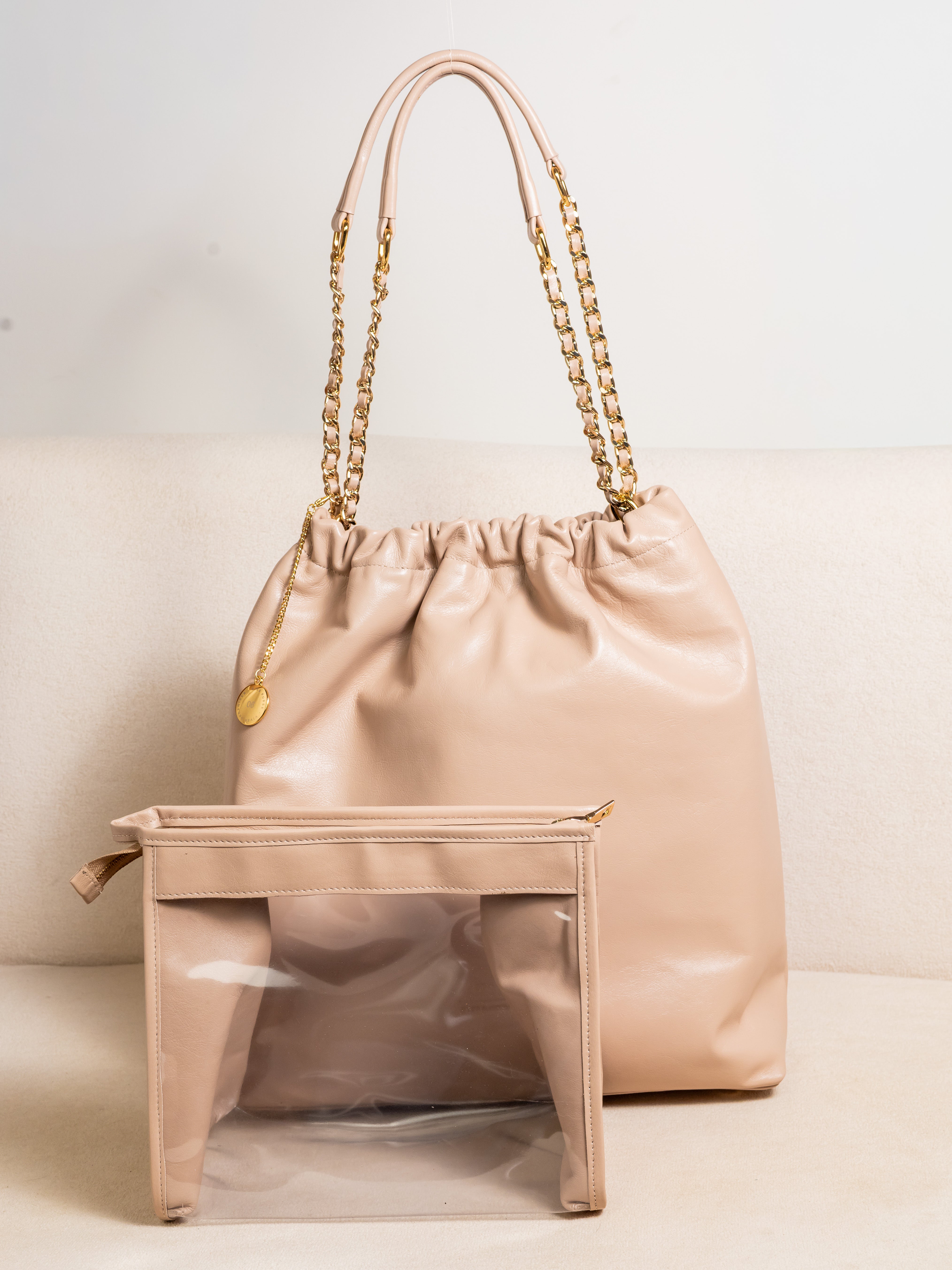 Bolsa Organizer em Couro Legítimo + Necessaire - Nude