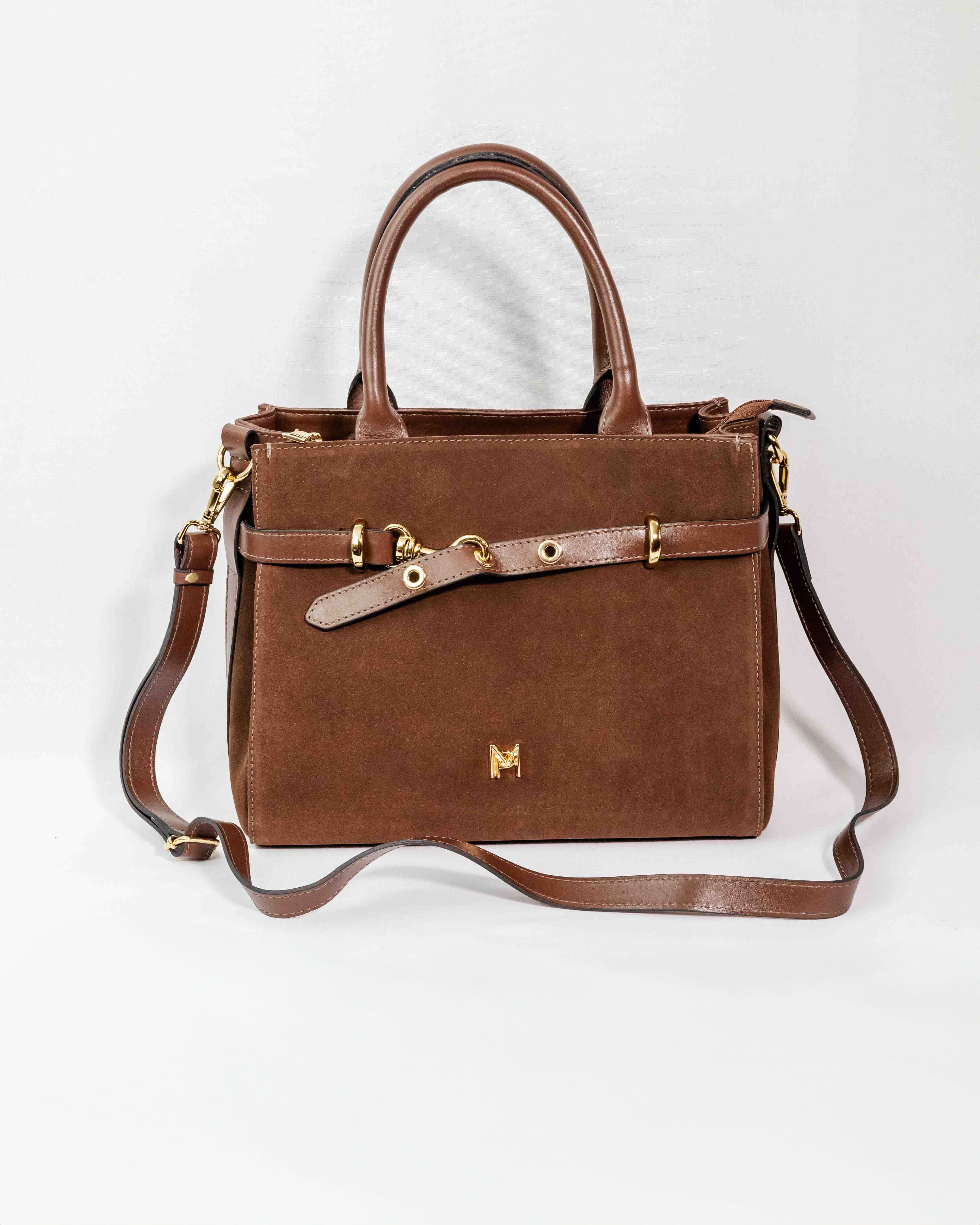 BOLSA MATILDE COURO LEGÍTIMO CAMURÇA MARROM