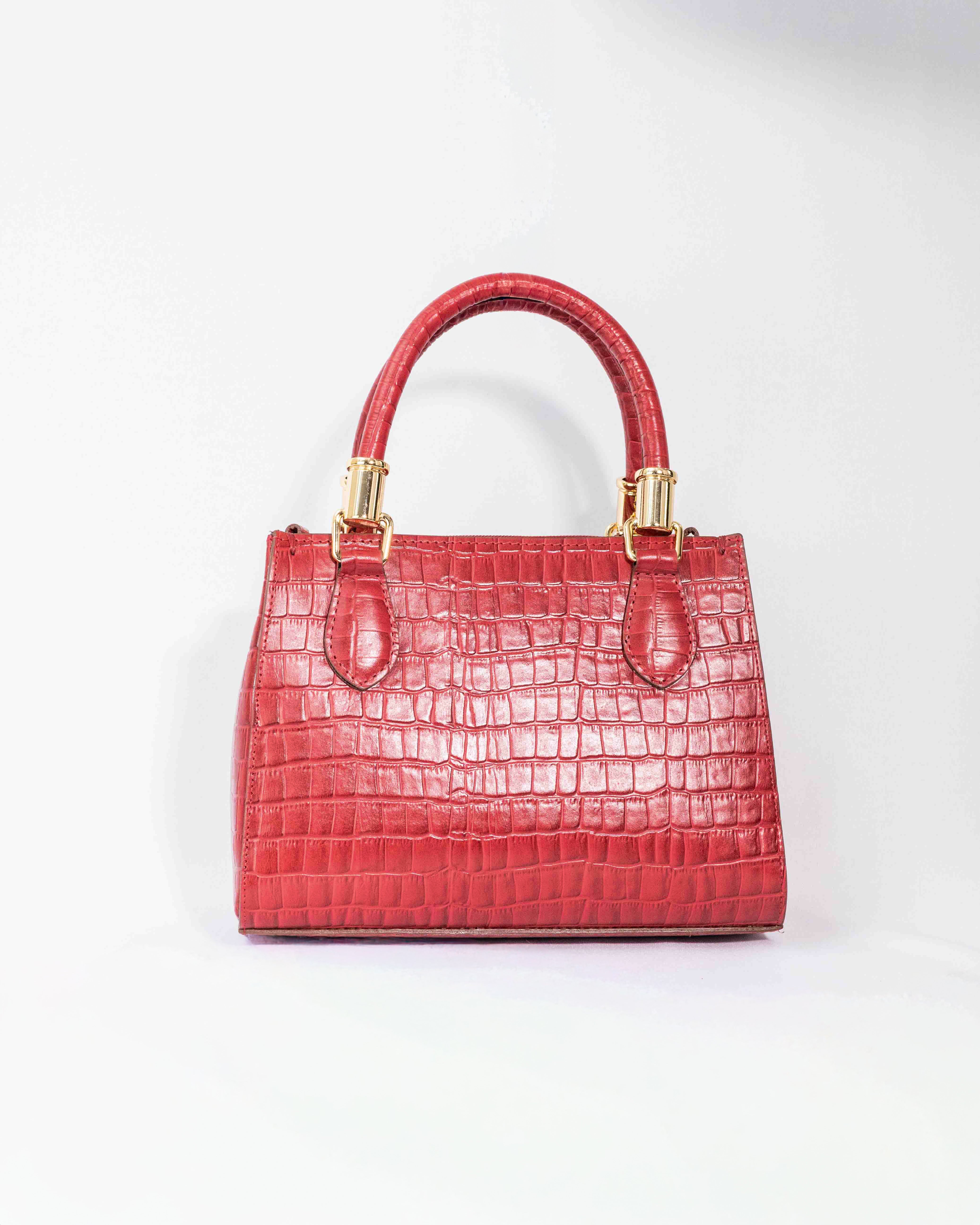 BOLSA VALENTINA VERMELHO CROCO (EDIÇÃO FIORE)