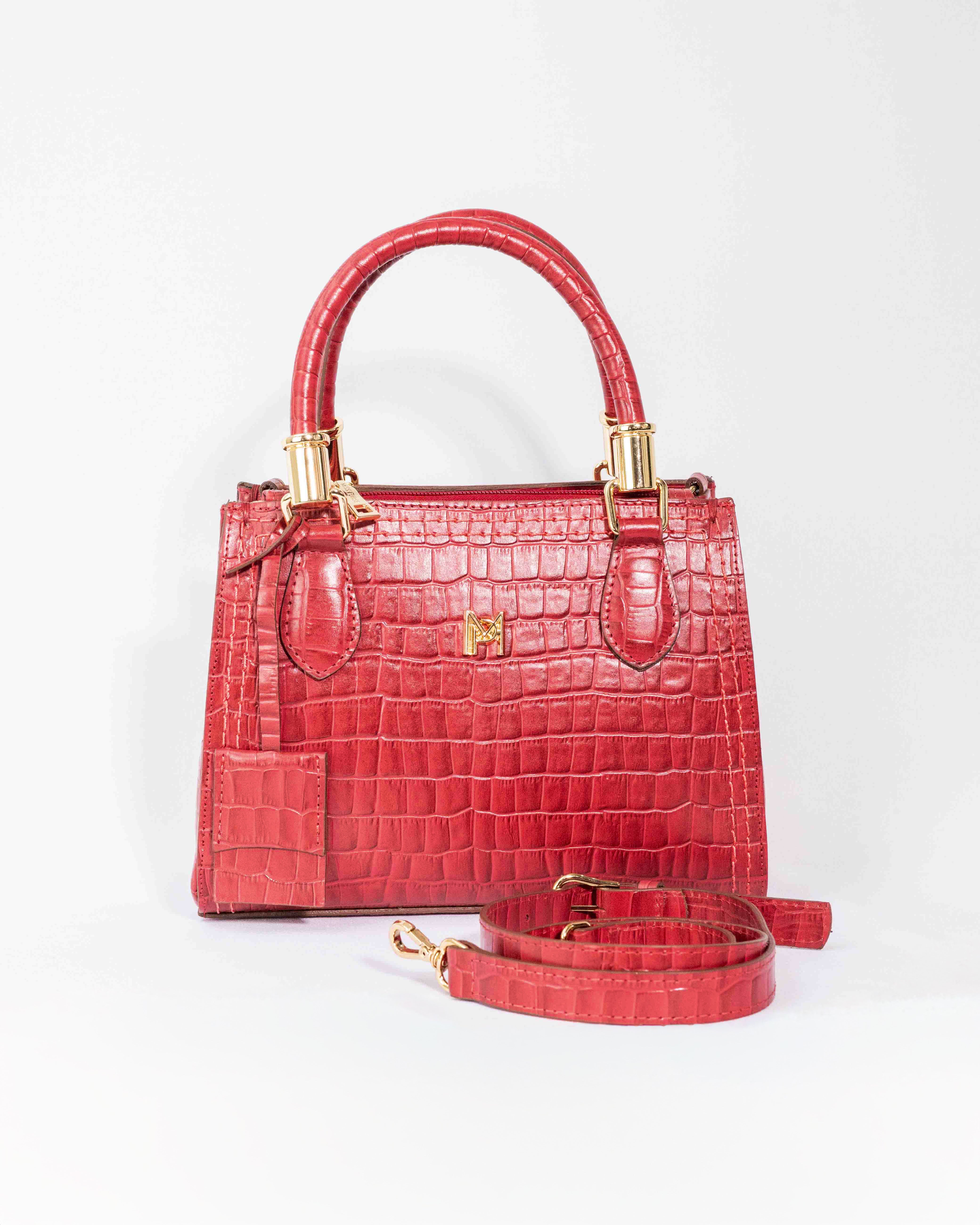 BOLSA VALENTINA VERMELHO CROCO (EDIÇÃO FIORE)