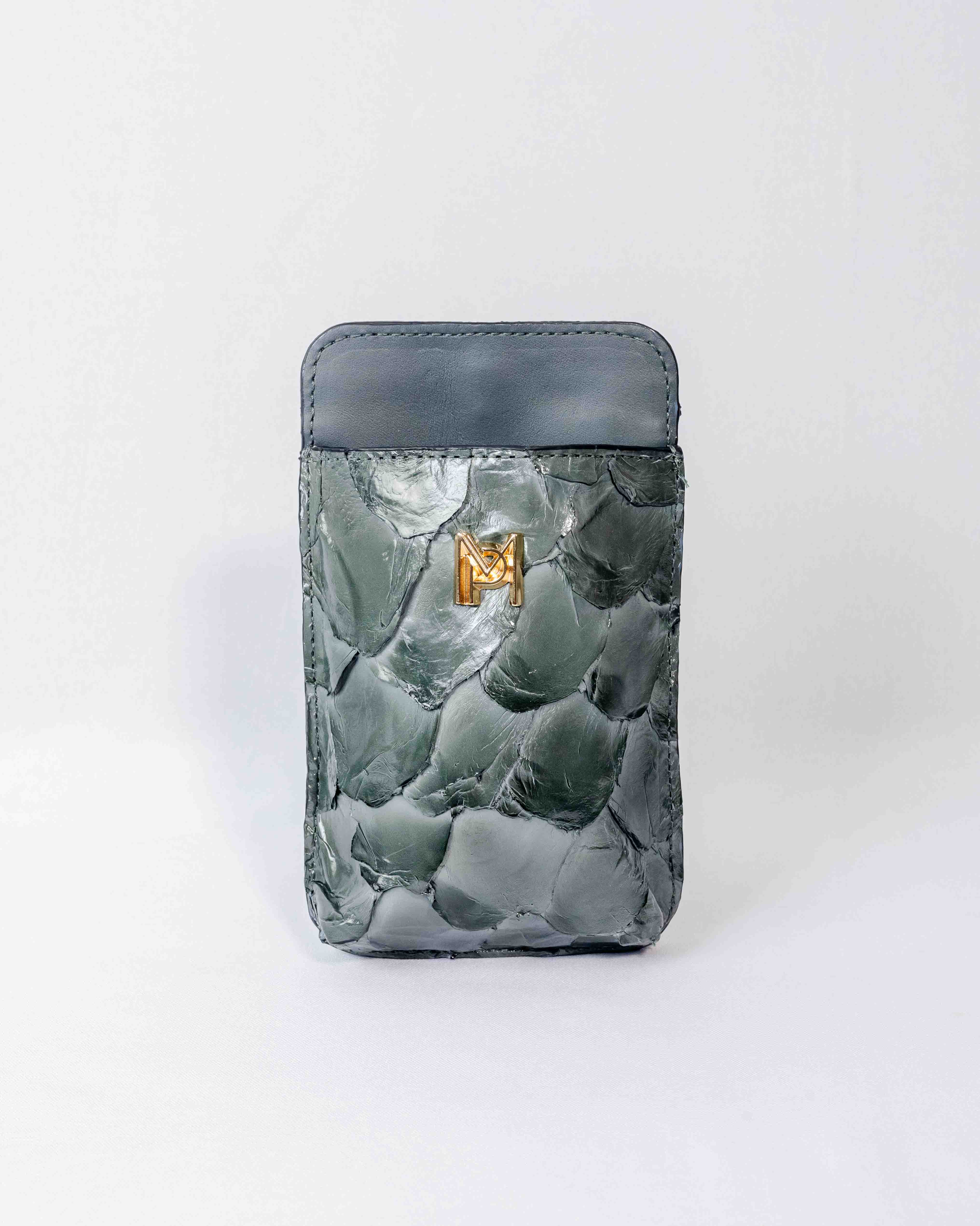 BOLSA PORTA CELULAR DE COURO PIRARUCU SOPHIE DENIM