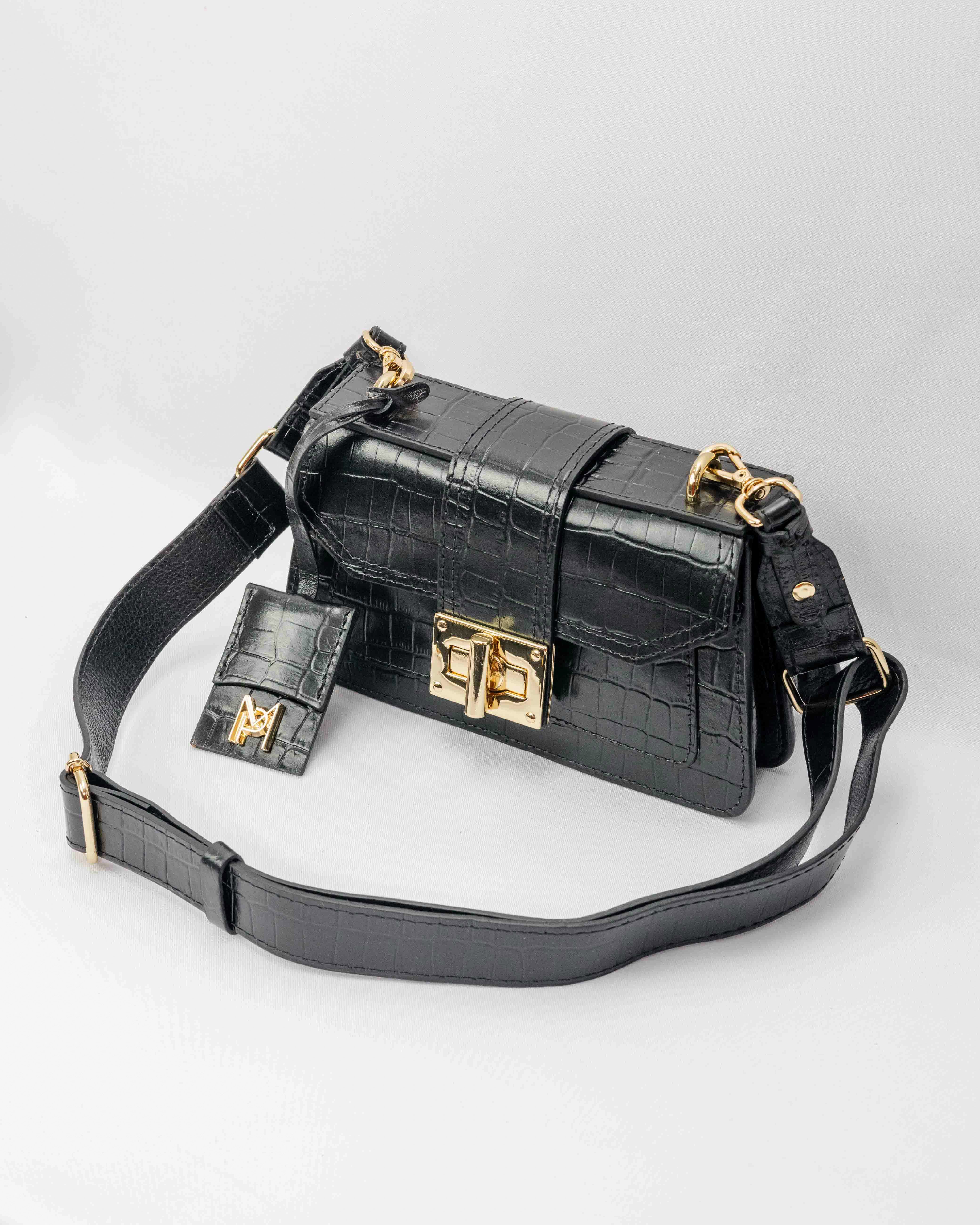 BOLSA MILÃO PRETA CROCO