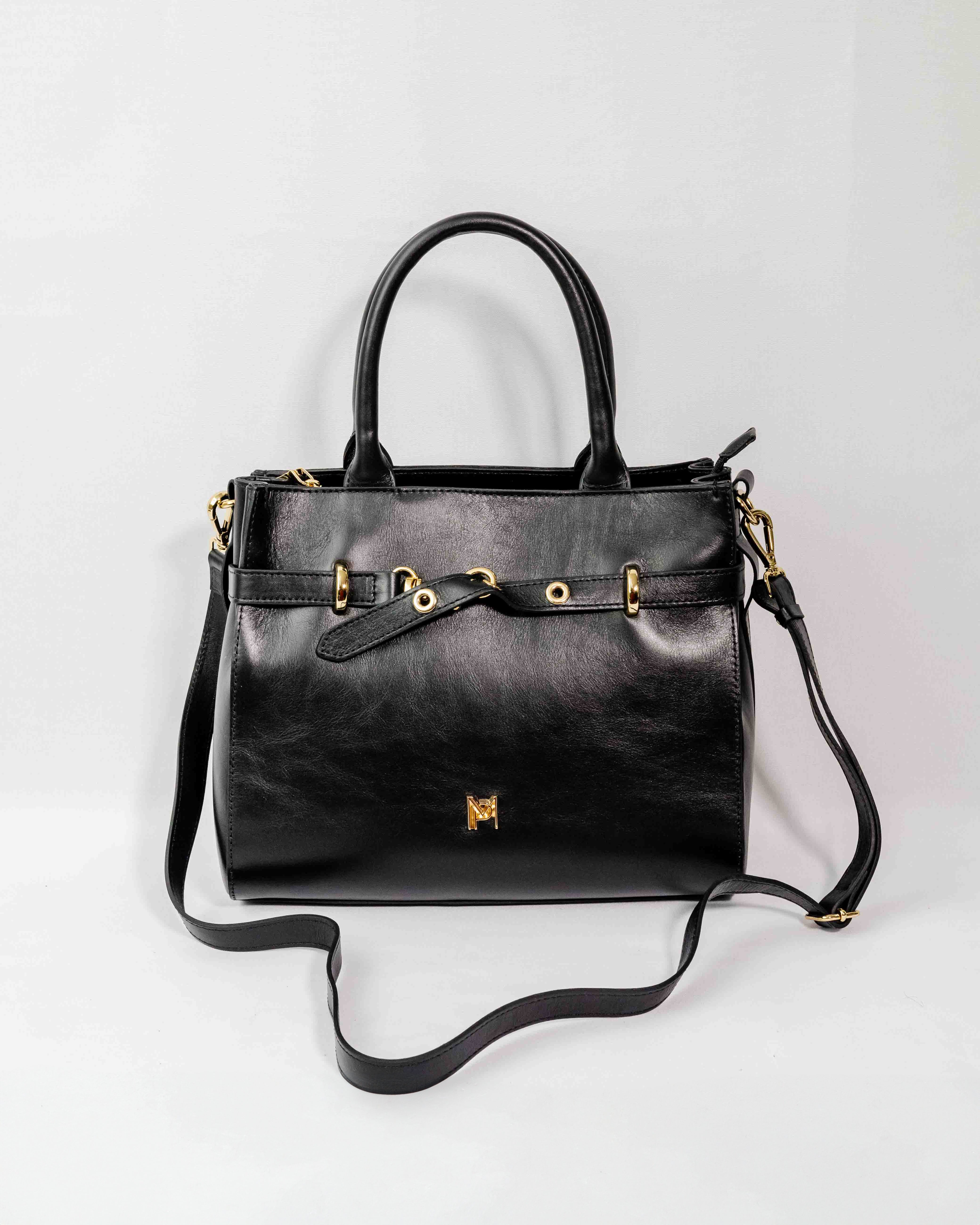 BOLSA MATILDE COURO LEGÍTIMO PRETO