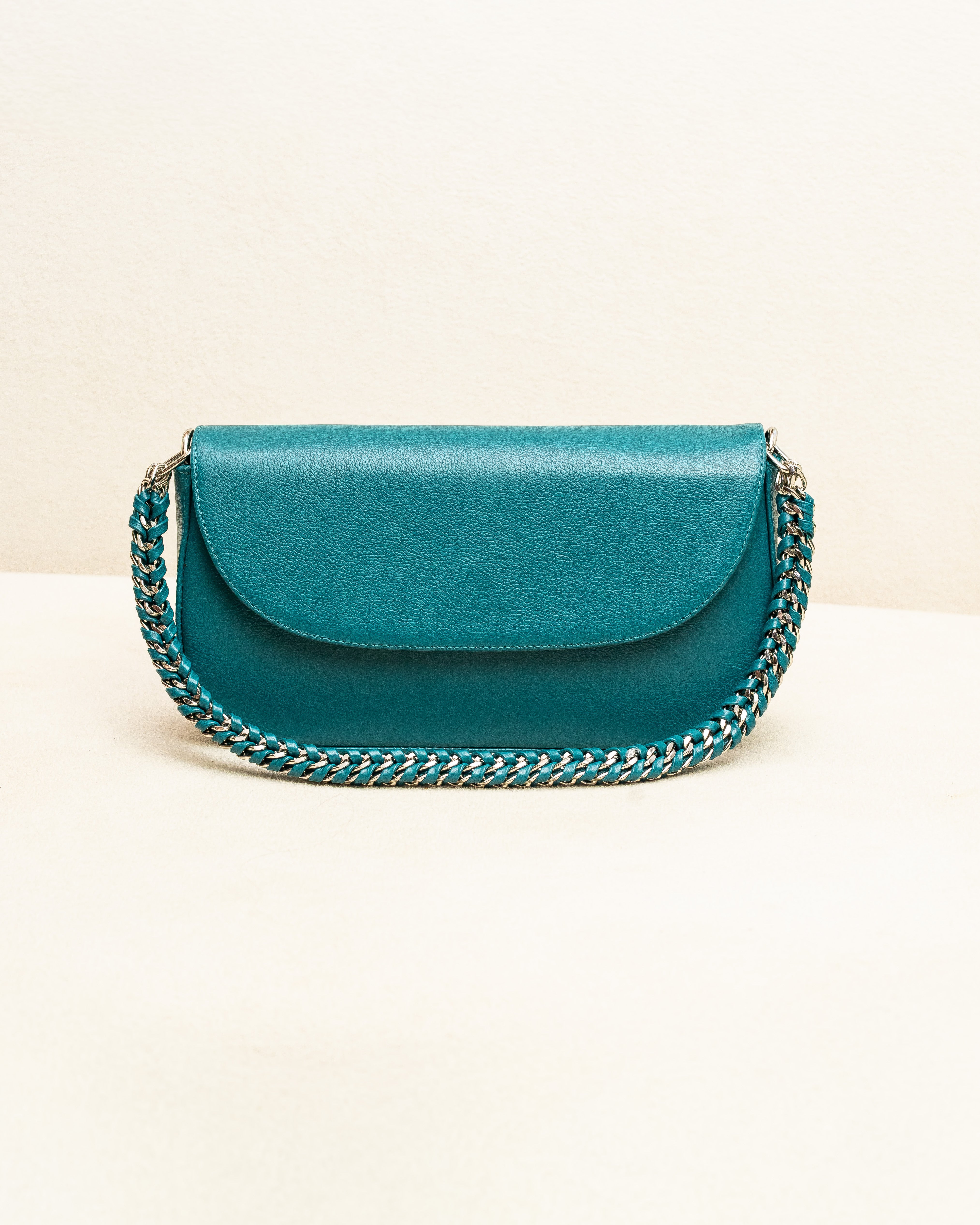 Bolsa tiracolo de Couro Legítimo Azul Petróleo - Alba Ferragem prata (Acompanha Presente)