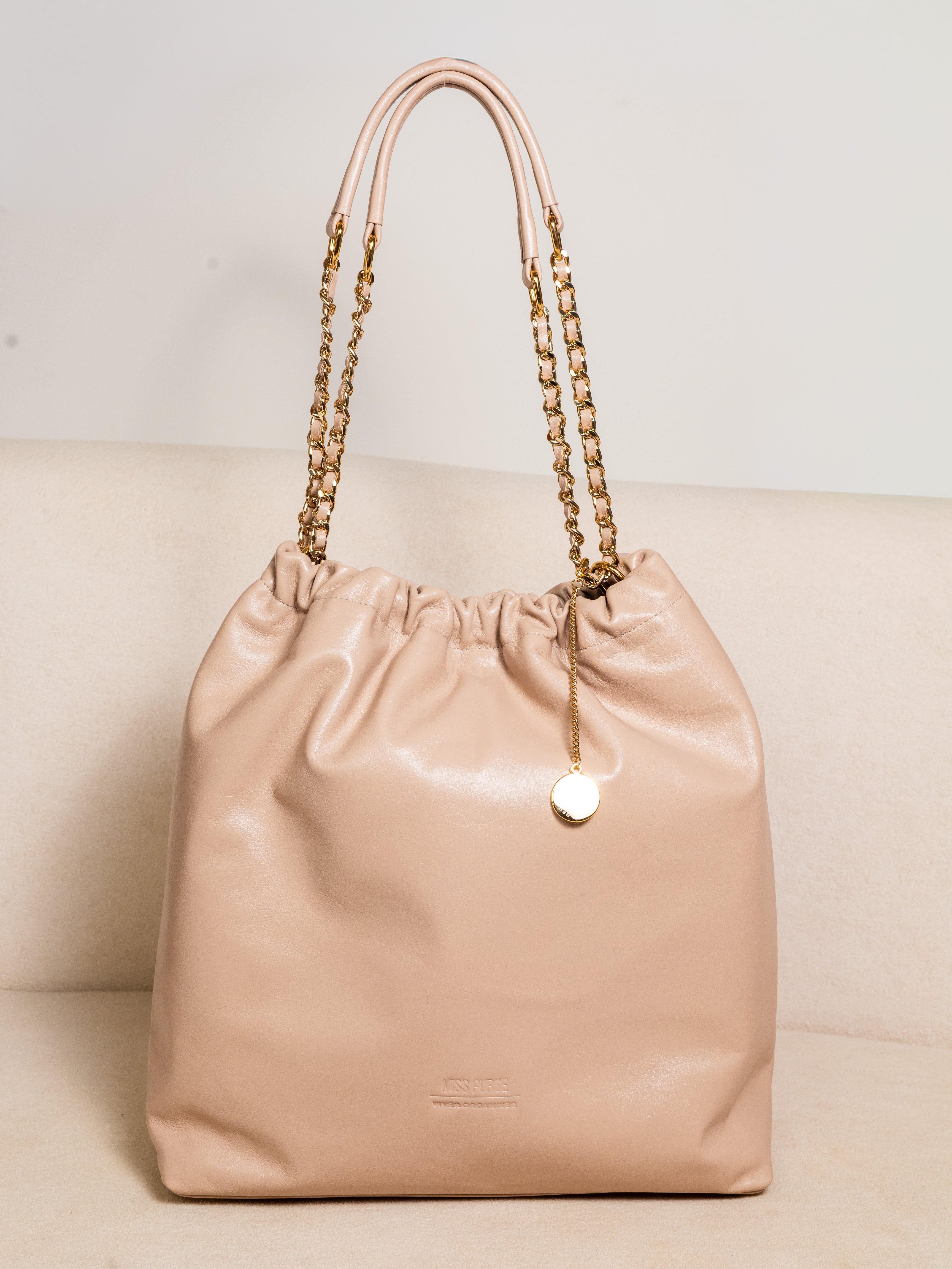 Bolsa Organizer em Couro Legítimo + Necessaire - Nude