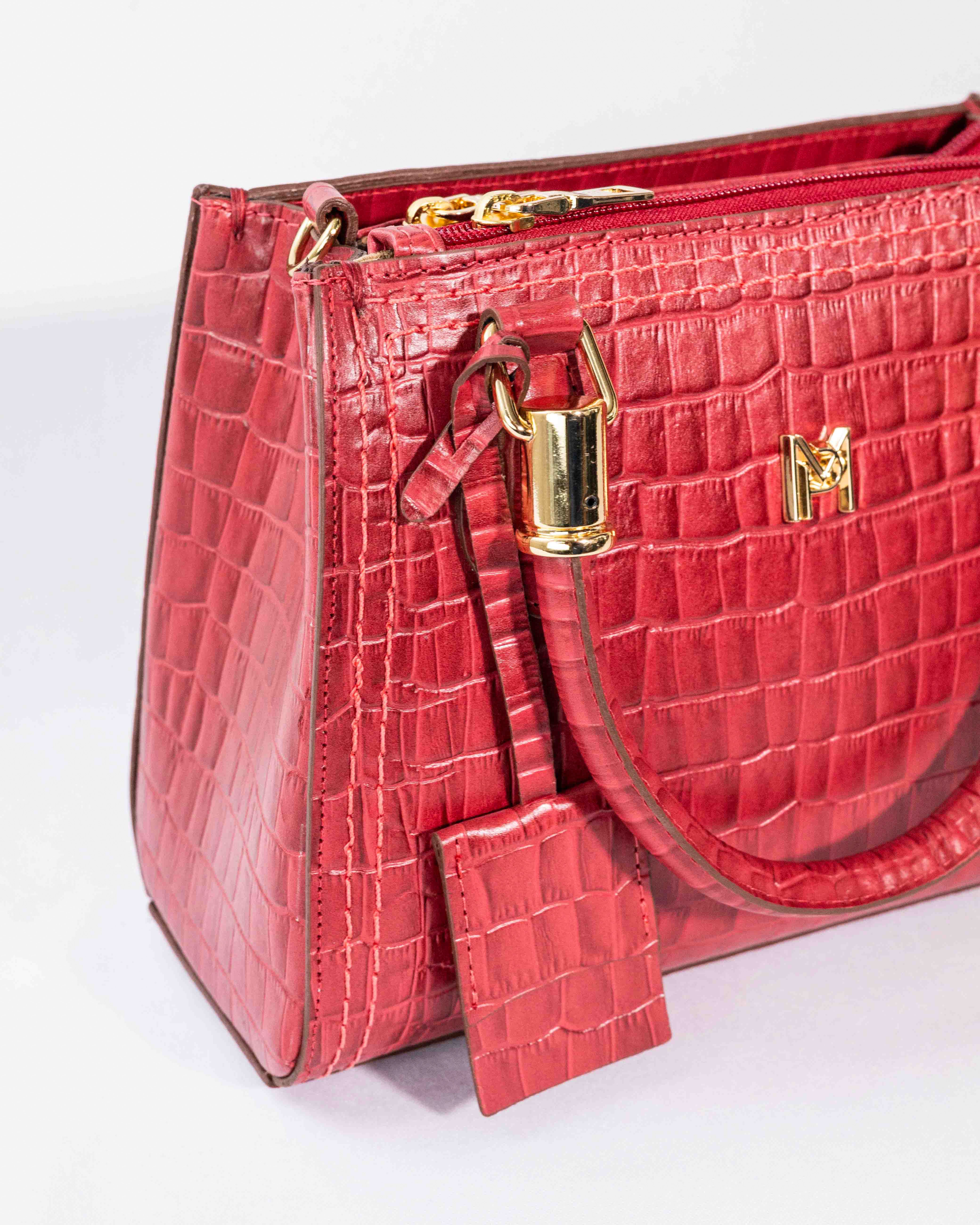 BOLSA VALENTINA VERMELHO CROCO (EDIÇÃO FIORE)