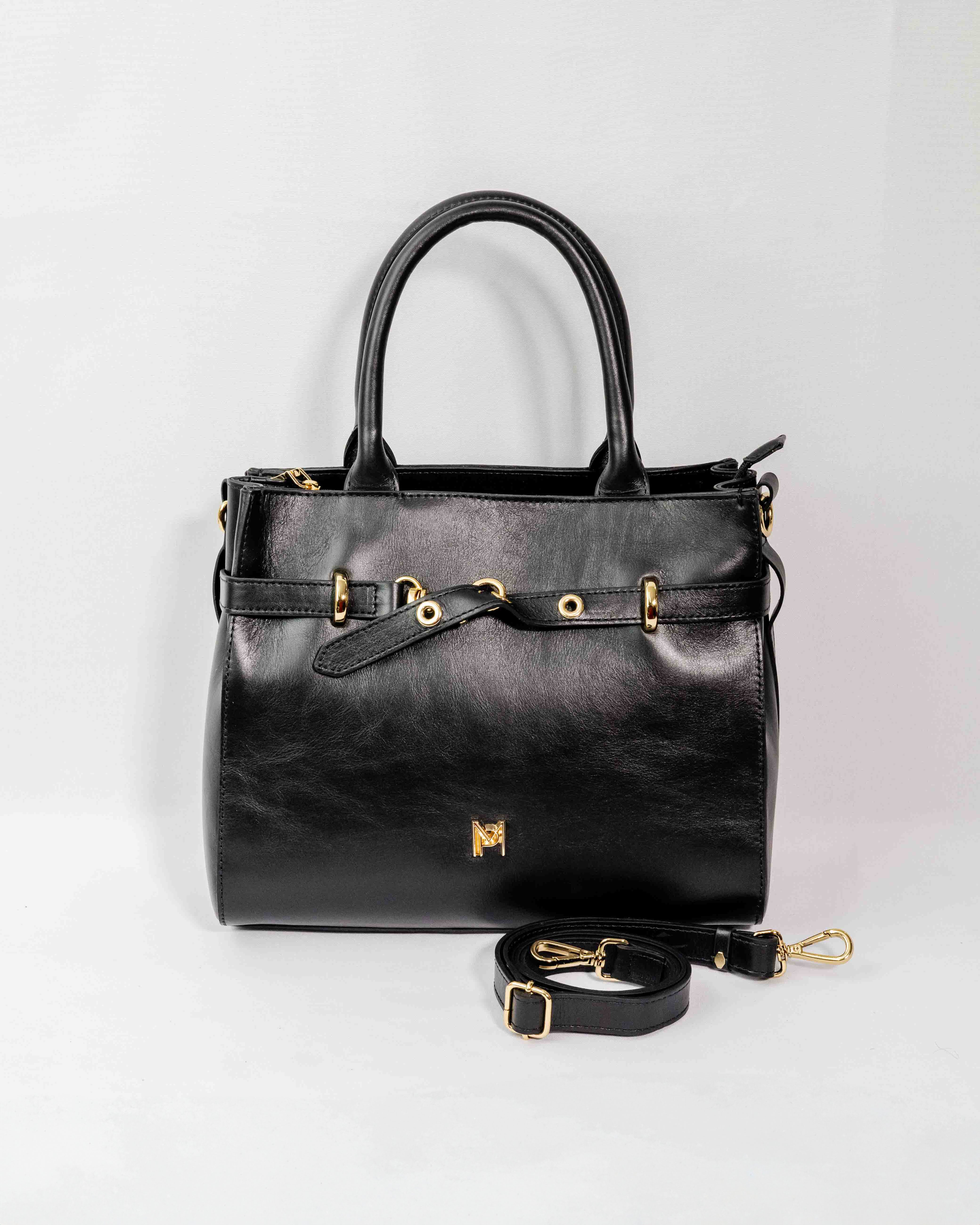 BOLSA MATILDE COURO LEGÍTIMO PRETO
