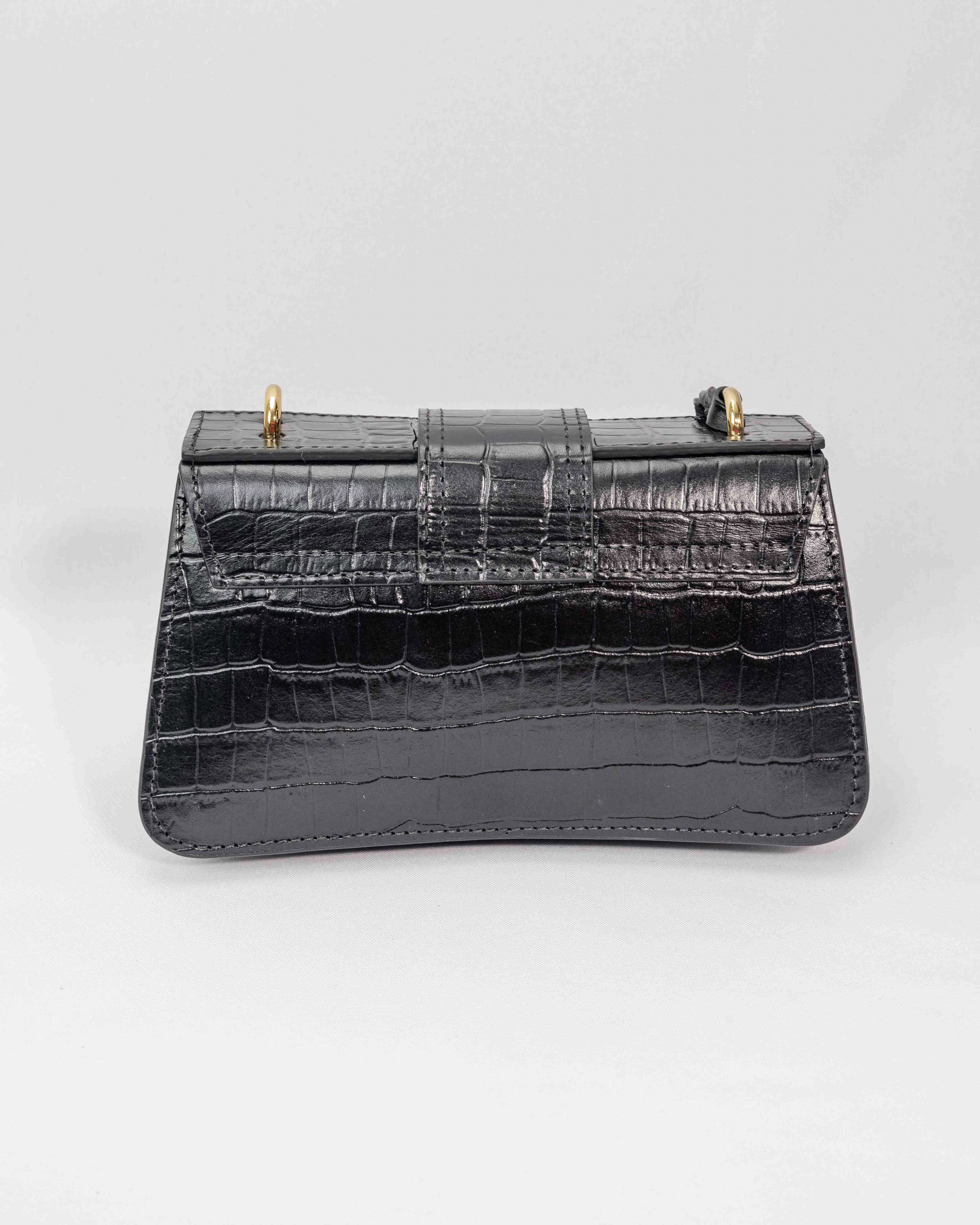 BOLSA MILÃO PRETA CROCO