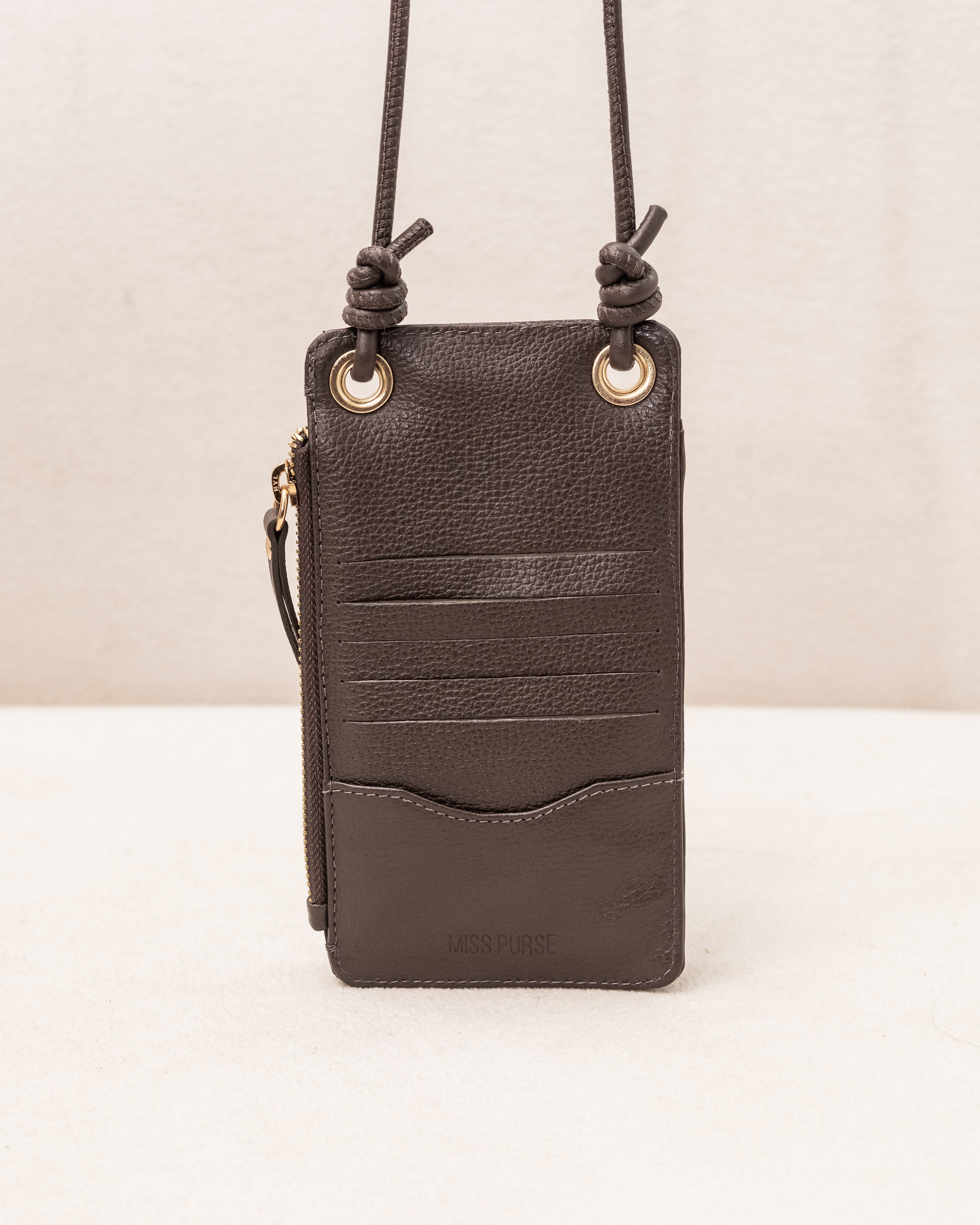 Bolsa e Porta Celular Yara de Couro Legítimo Marrom Café