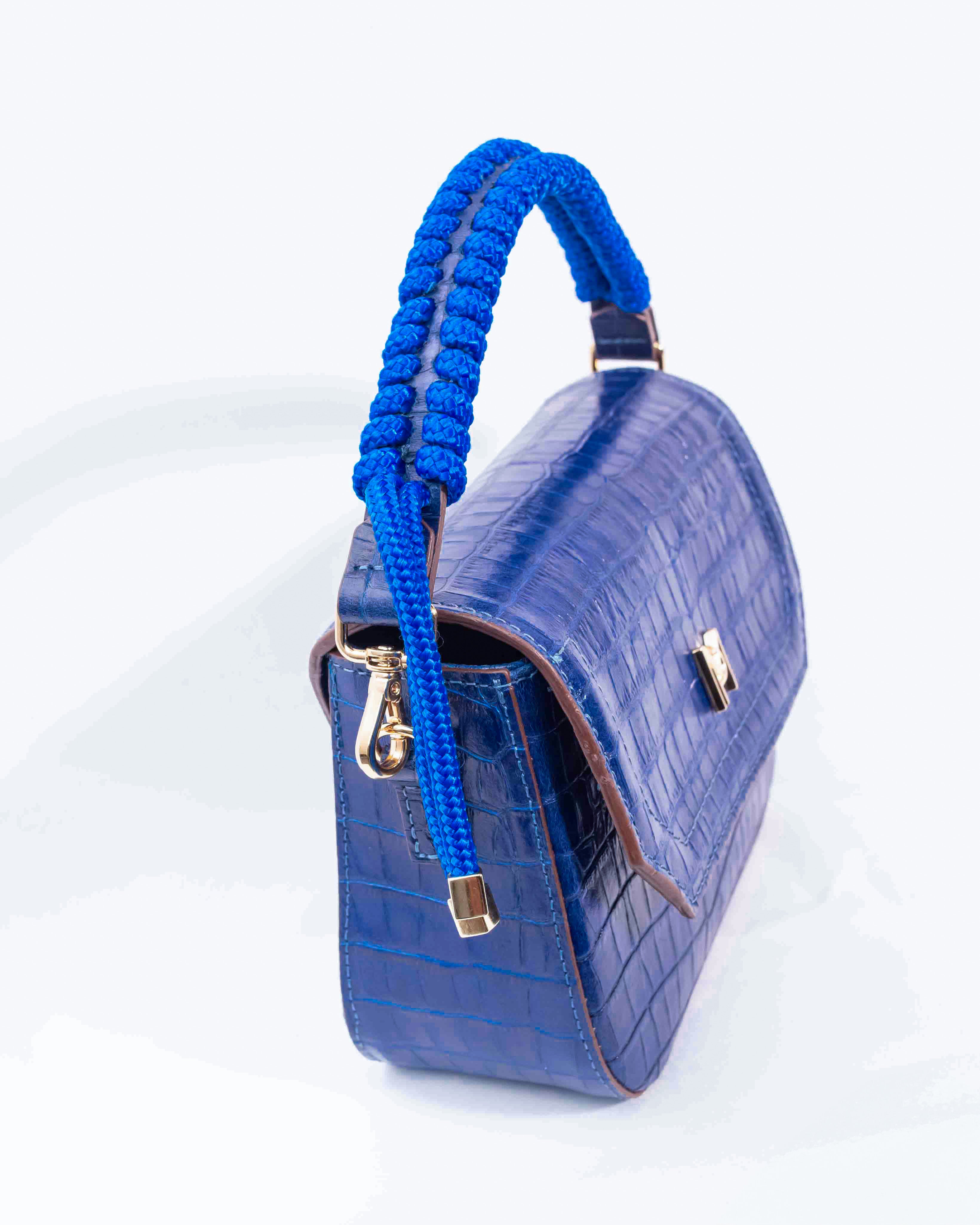 BOLSA GABRIELLE AZUL ROYAL CROCO (EDIÇÃO LIMITADA)