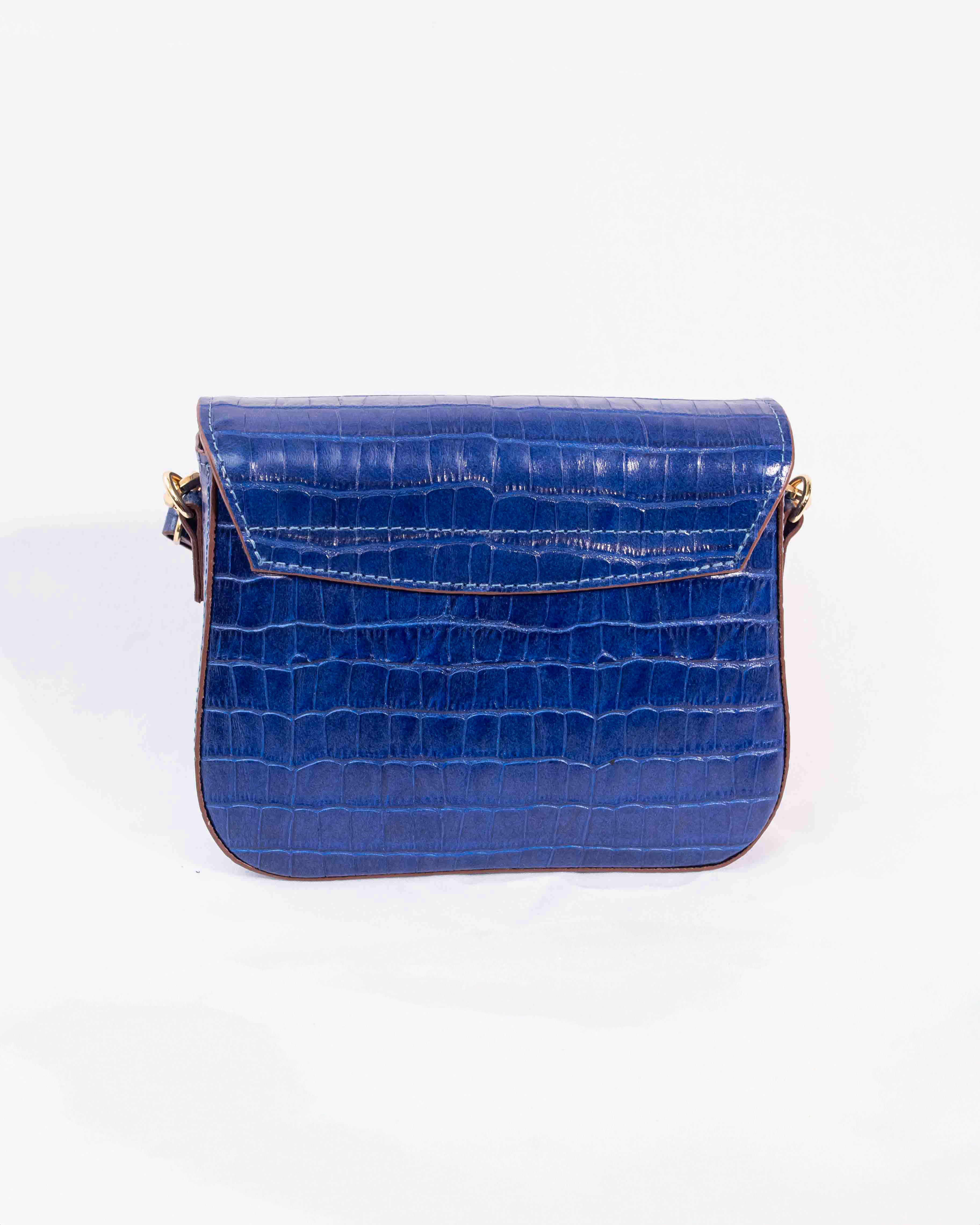 BOLSA GABRIELLE AZUL ROYAL CROCO (EDIÇÃO LIMITADA)
