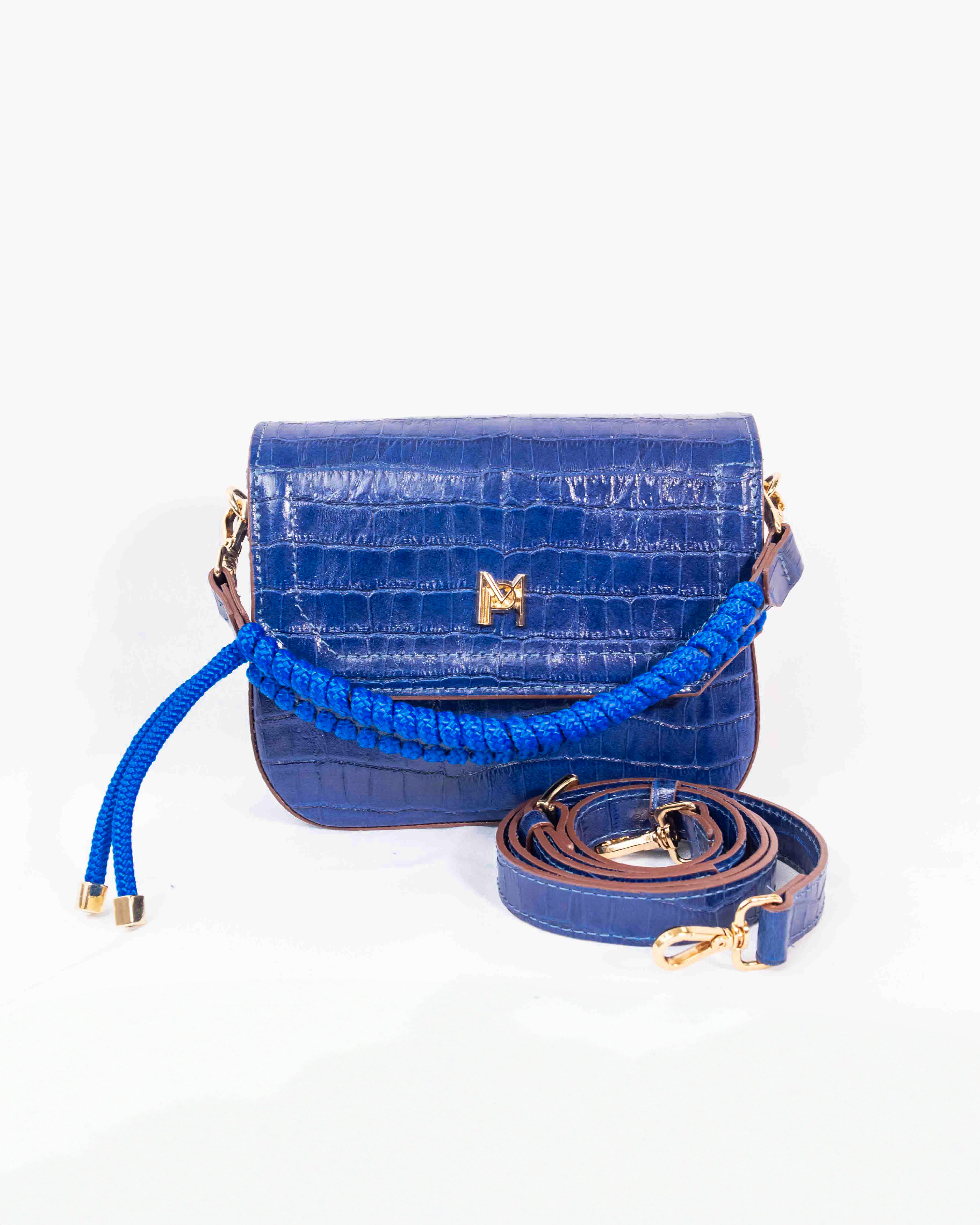 BOLSA GABRIELLE AZUL ROYAL CROCO (EDIÇÃO LIMITADA)