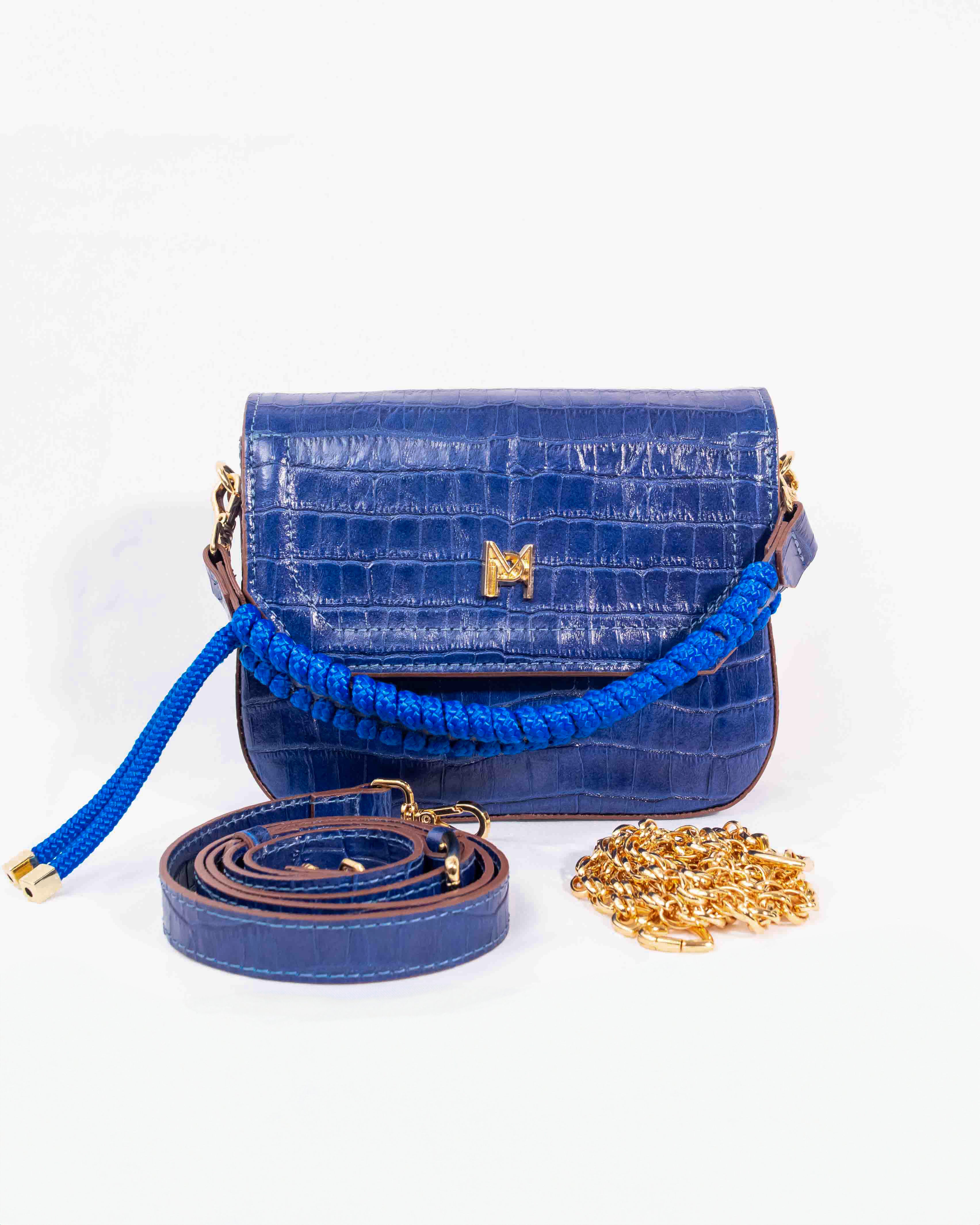 BOLSA GABRIELLE AZUL ROYAL CROCO (EDIÇÃO LIMITADA)