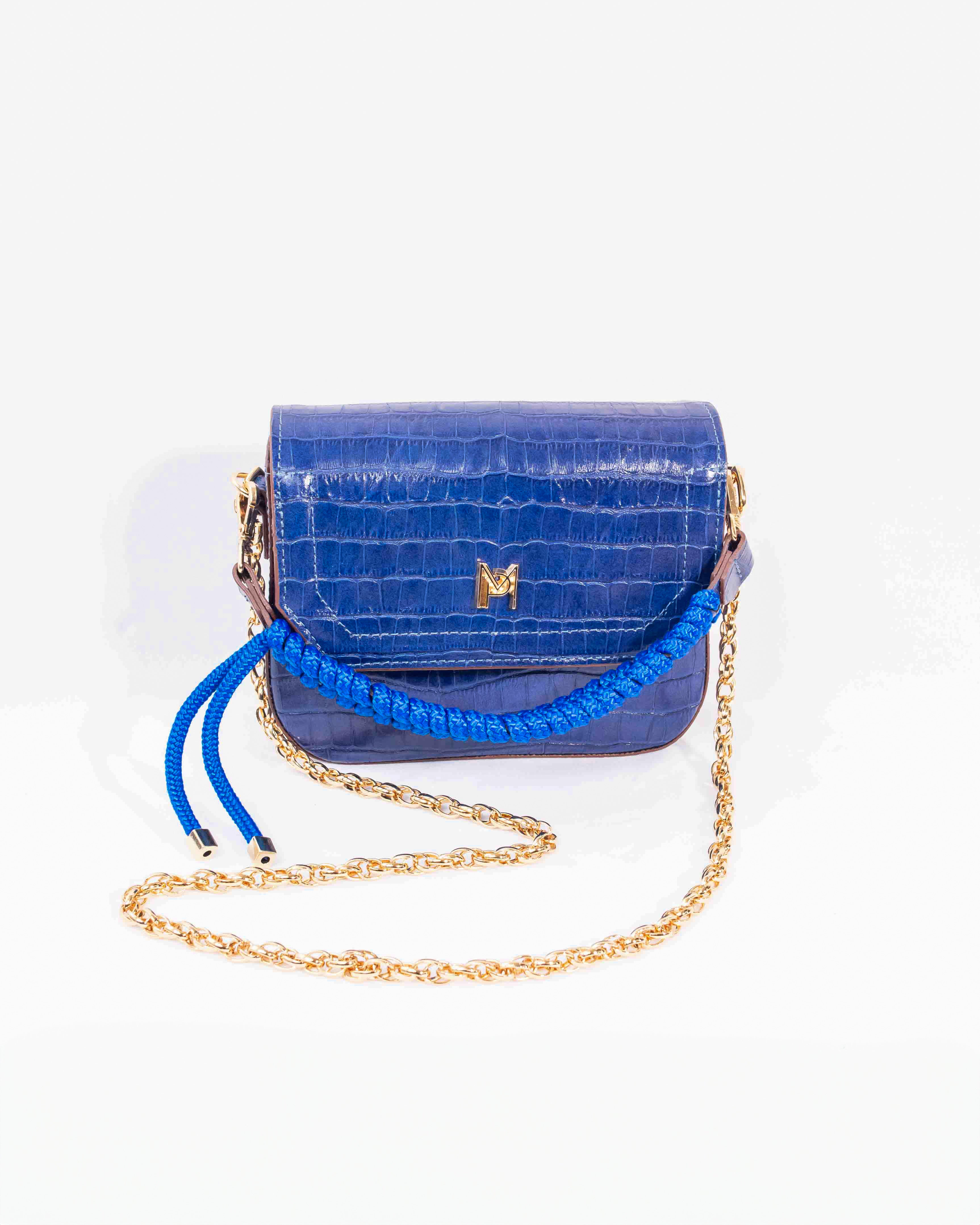BOLSA GABRIELLE AZUL ROYAL CROCO (EDIÇÃO LIMITADA)