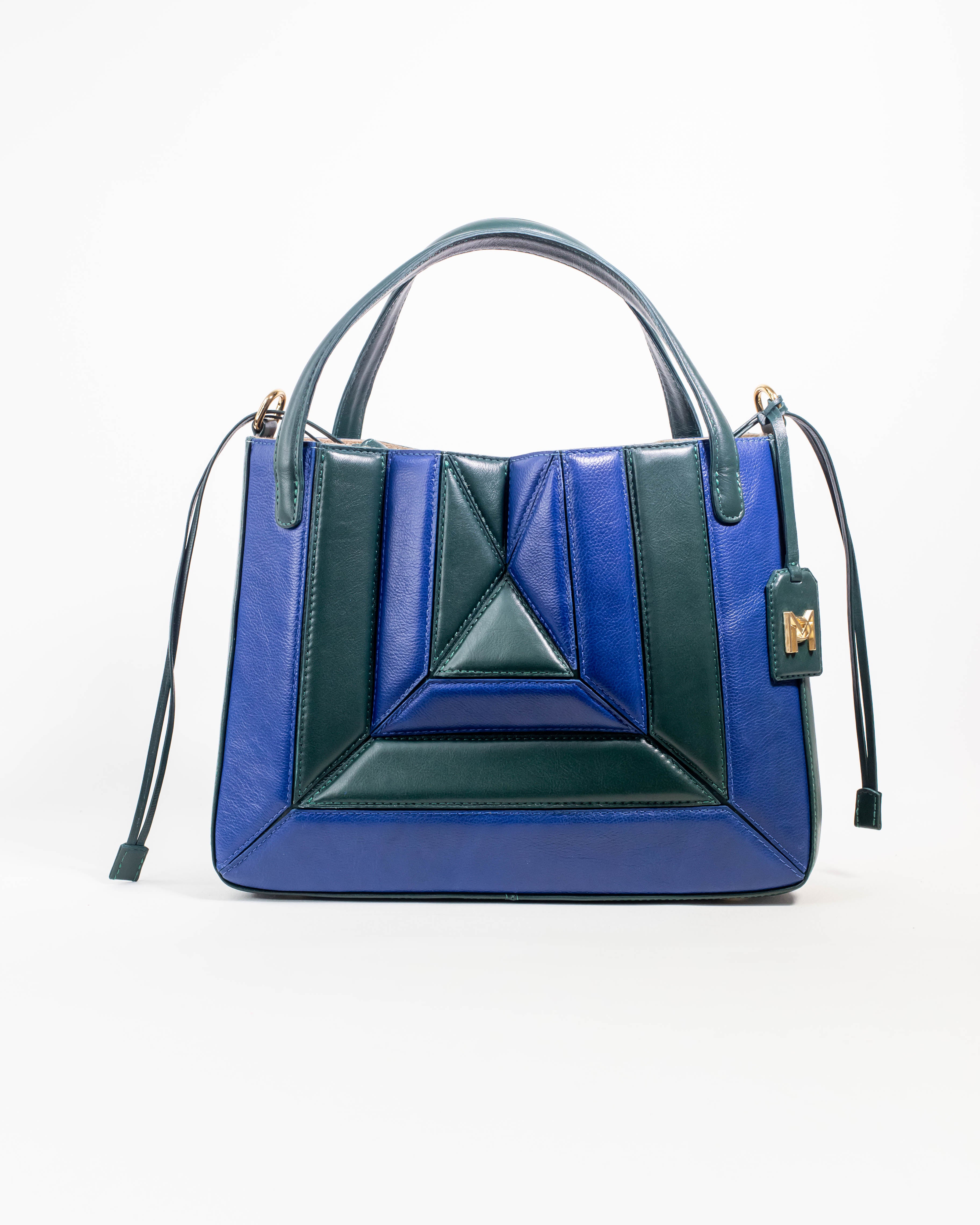 BOLSA CECÍLIA GRANDE AZUL BIC E VERDE