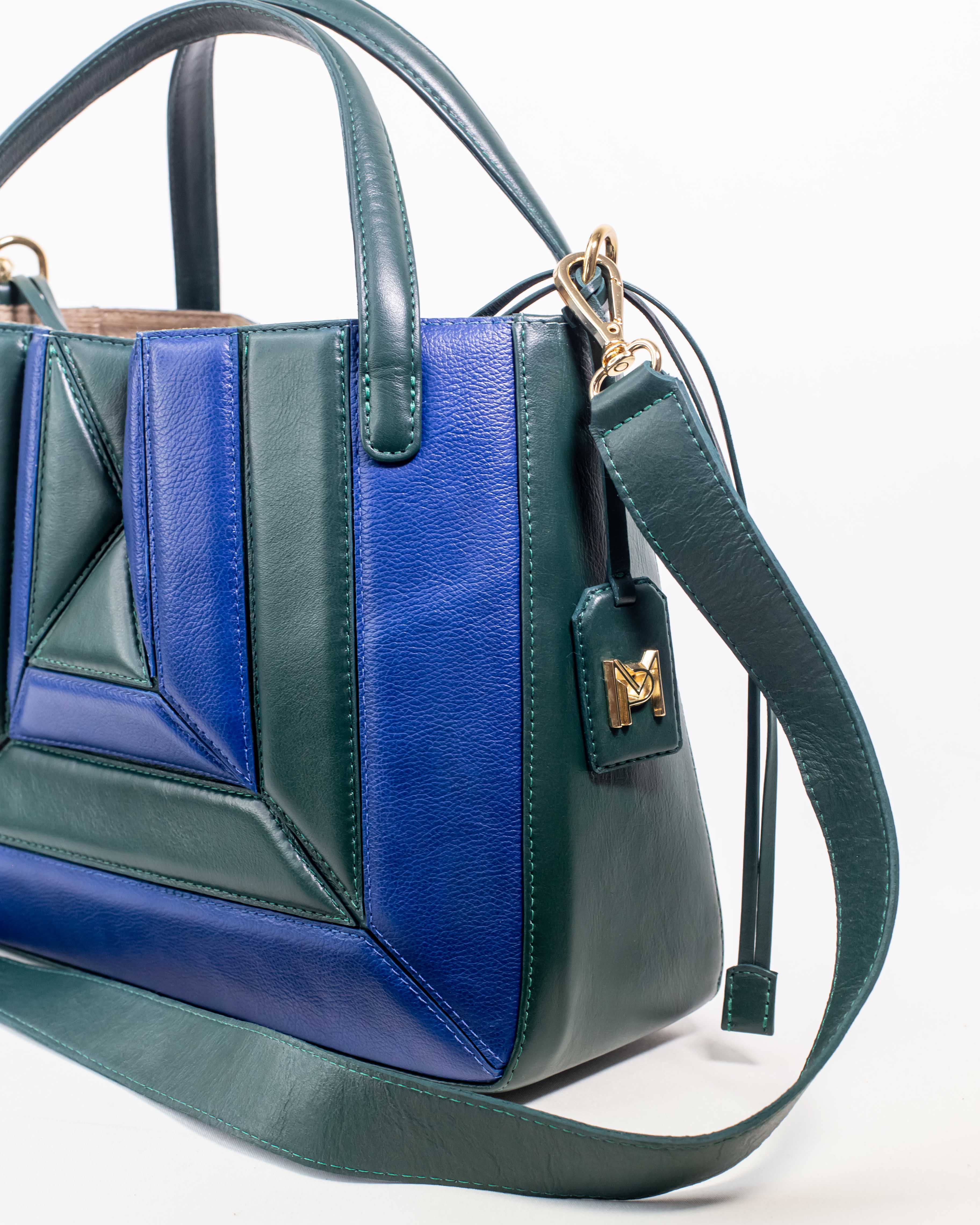 BOLSA CECÍLIA GRANDE AZUL BIC E VERDE