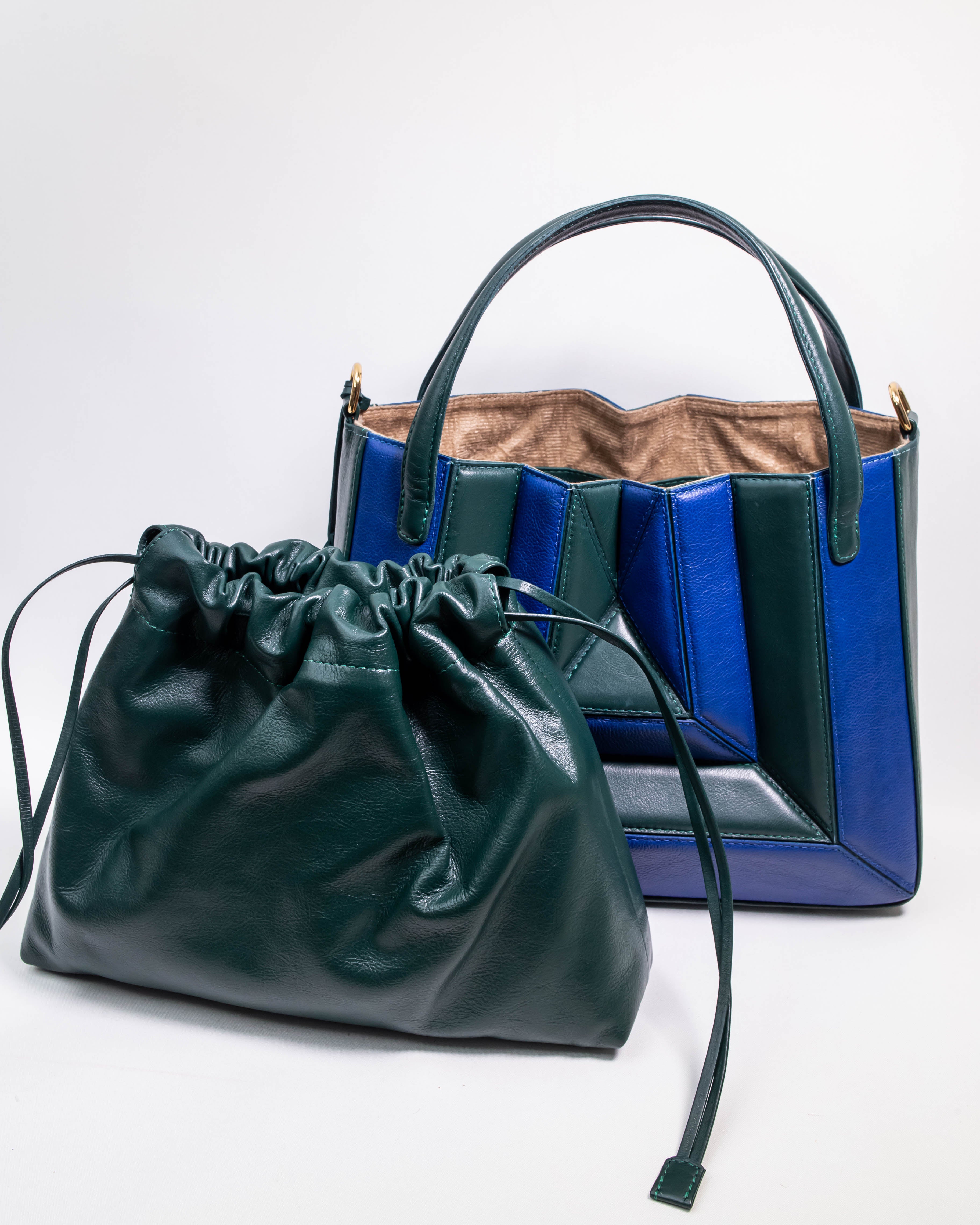 BOLSA CECÍLIA GRANDE AZUL BIC E VERDE