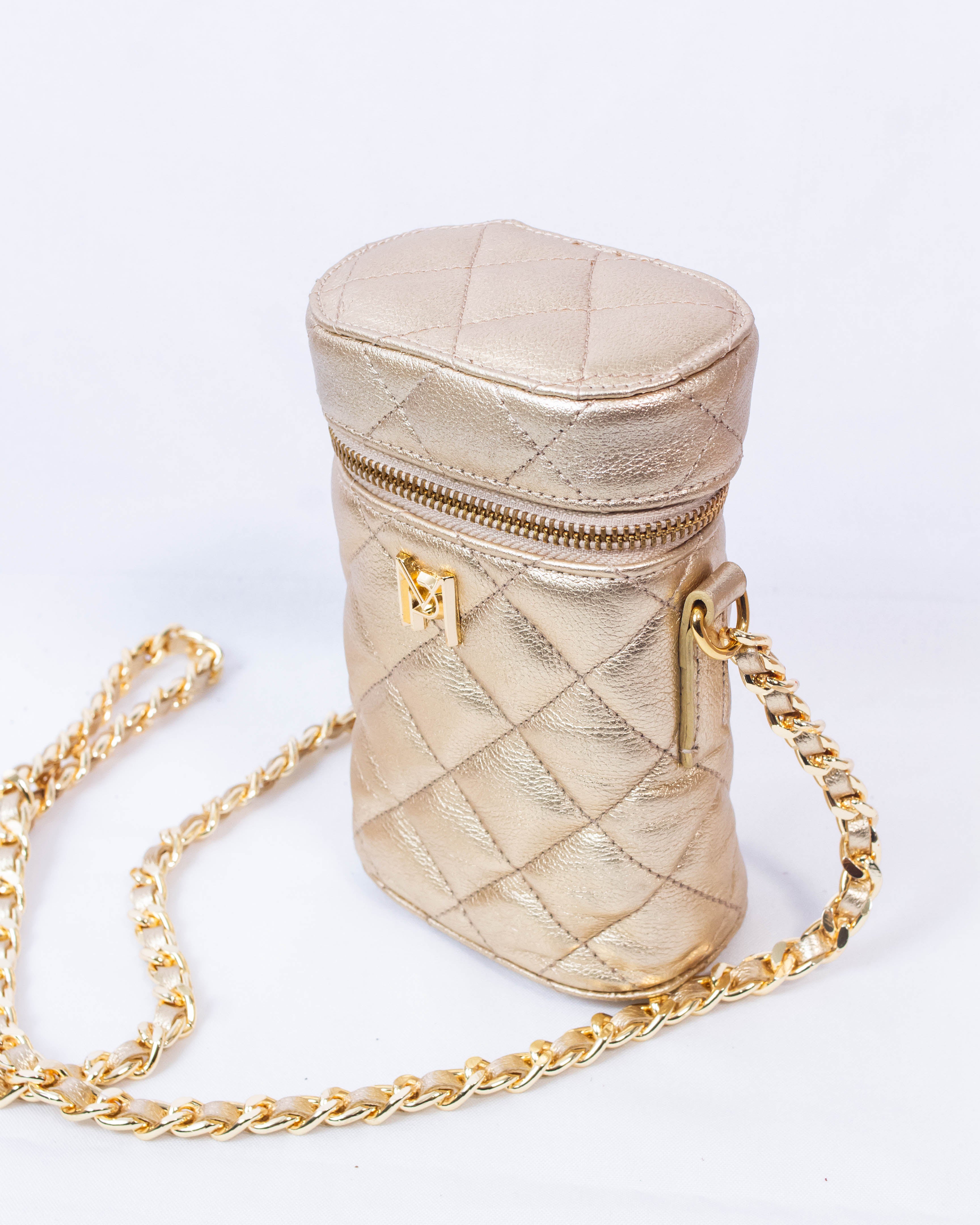BOLSA HELENA PORTA CELULAR DOURADO / COLLAB ANINHA GOMES