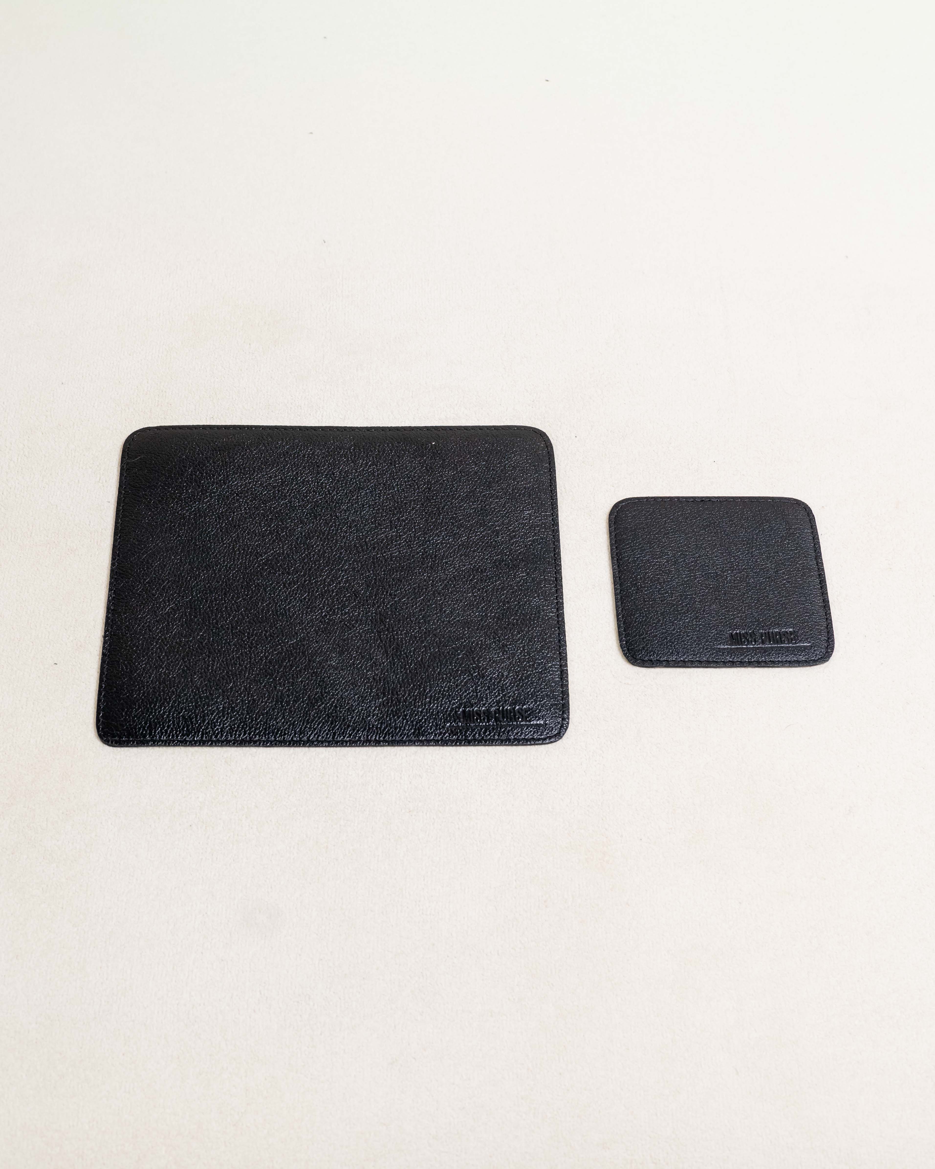 Mousepad + Descanso de Copo de Couro Legítimo