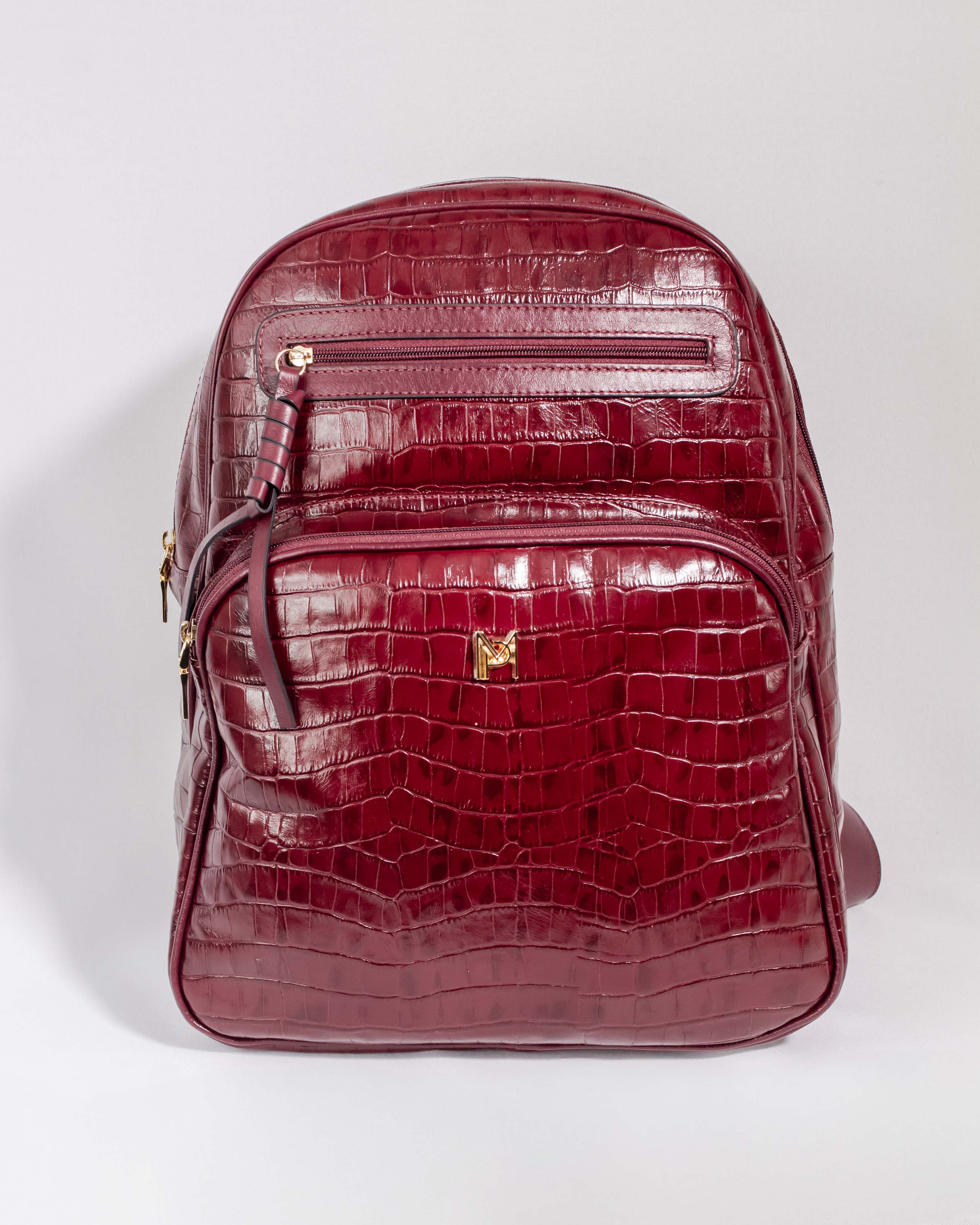 MOCHILA FLÓRIDA EM COURO LEGÍTIMO MARSALA CROCO