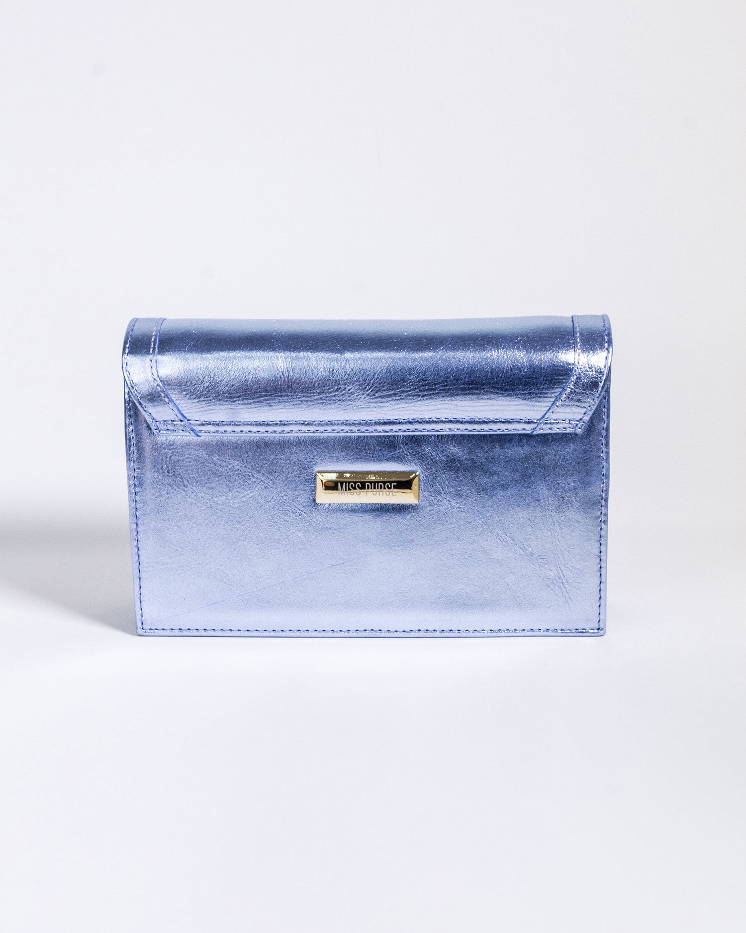 BOLSA MYKONOS AZUL METALIZADO GOLD