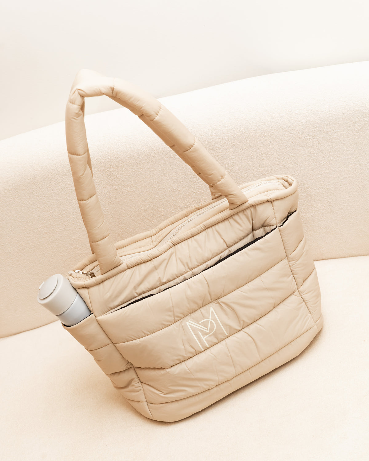 Bolsa Puffer Move de Nylon - Bege