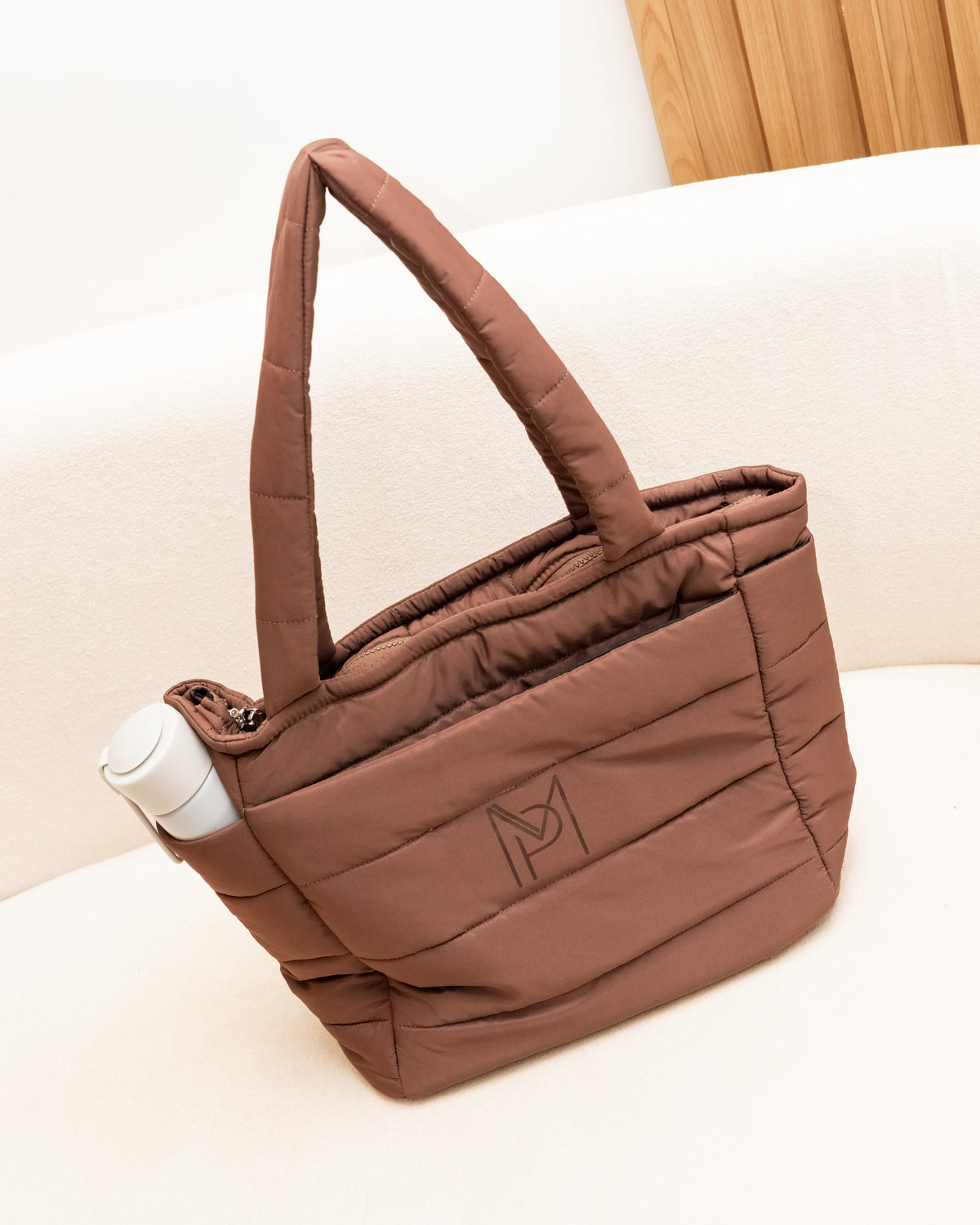 Bolsa Puffer Move de Nylon - Marrom