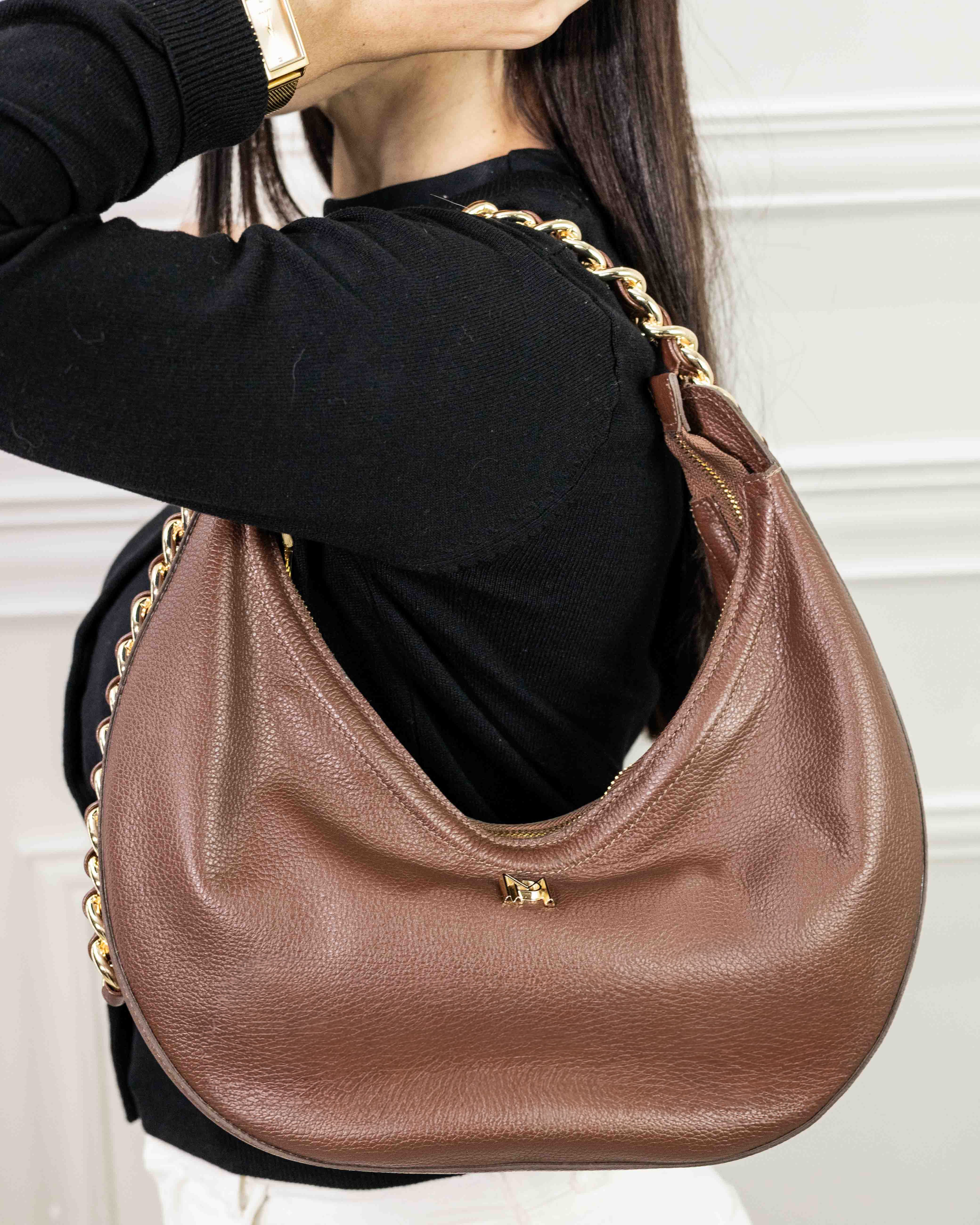 BOLSA ANA MEIA LUA MARROM / COLLAB ANINHA GOMES