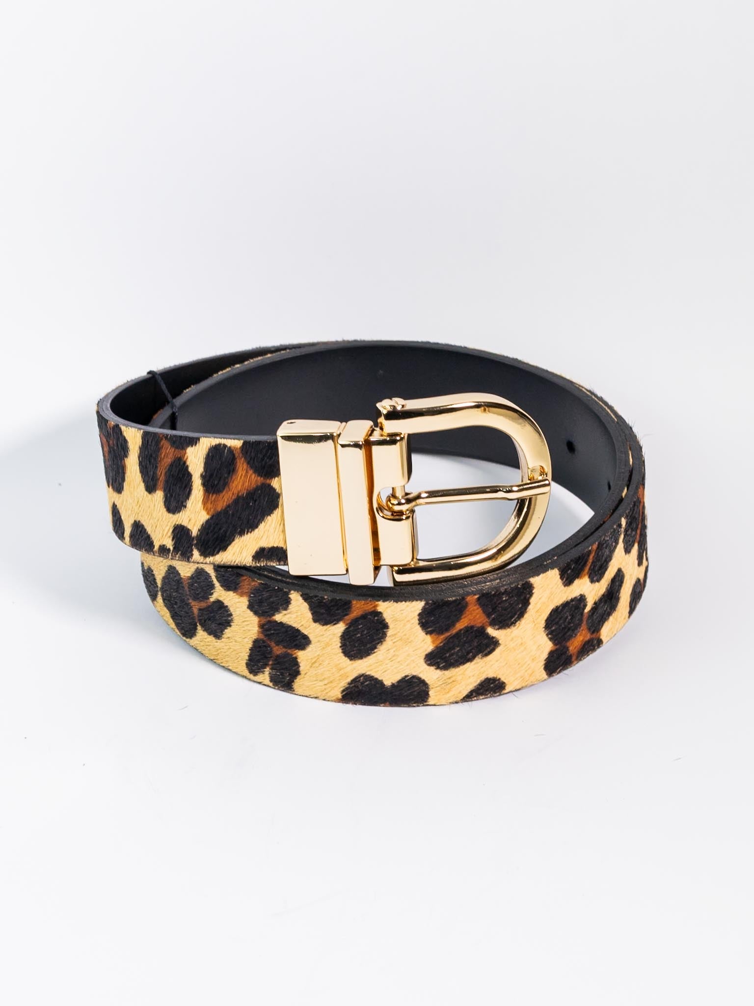 CINTO DUPLO COURO LEGÍTIMO PRETO/ONÇA