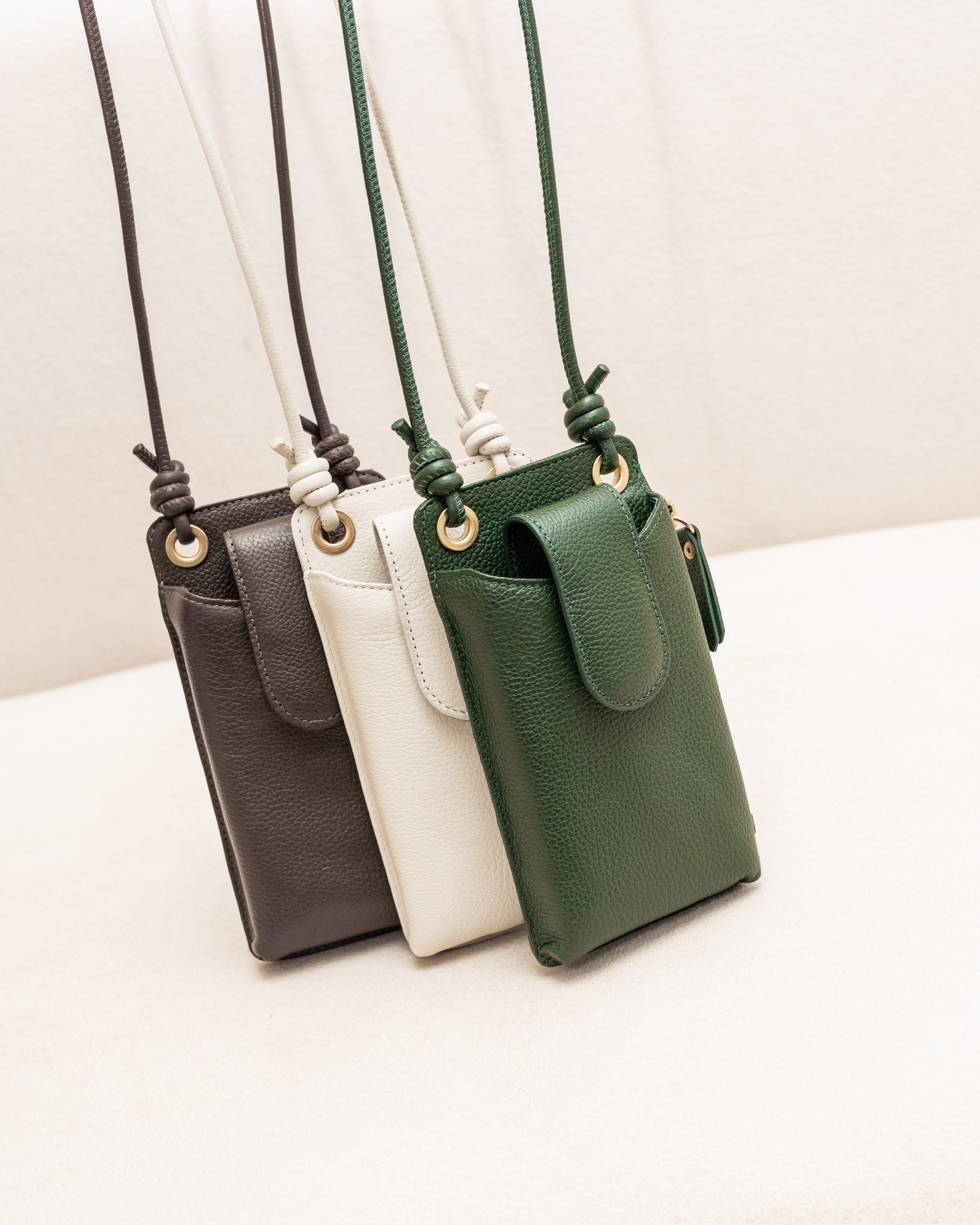 Bolsa e Porta Celular Yara de Couro Legítimo Marrom Café