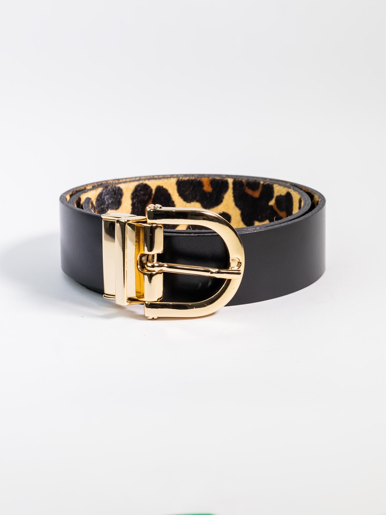 CINTO DUPLO COURO LEGÍTIMO PRETO/ONÇA