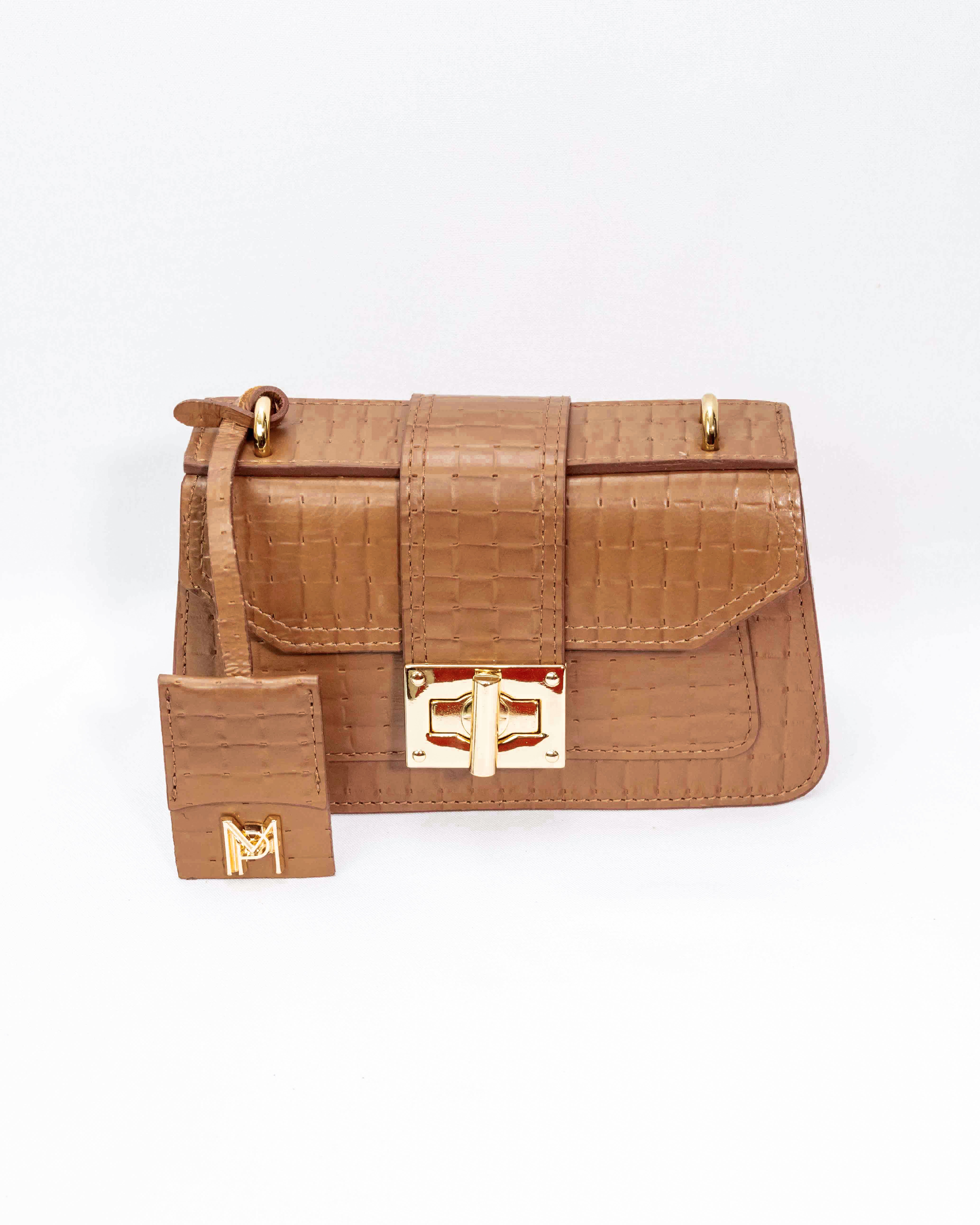 BOLSA MILÃO CAMEL CROCO