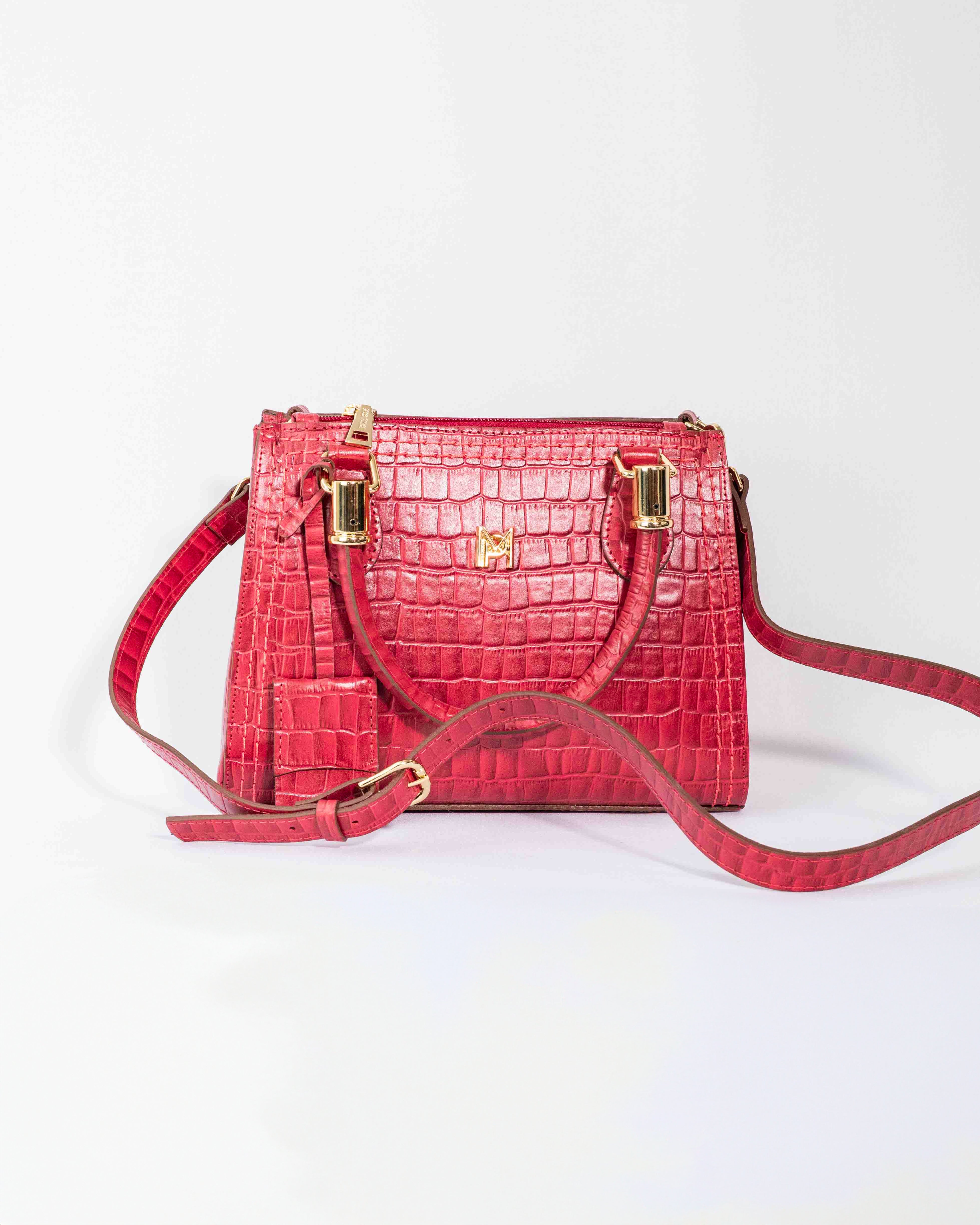 BOLSA VALENTINA VERMELHO CROCO (EDIÇÃO FIORE)