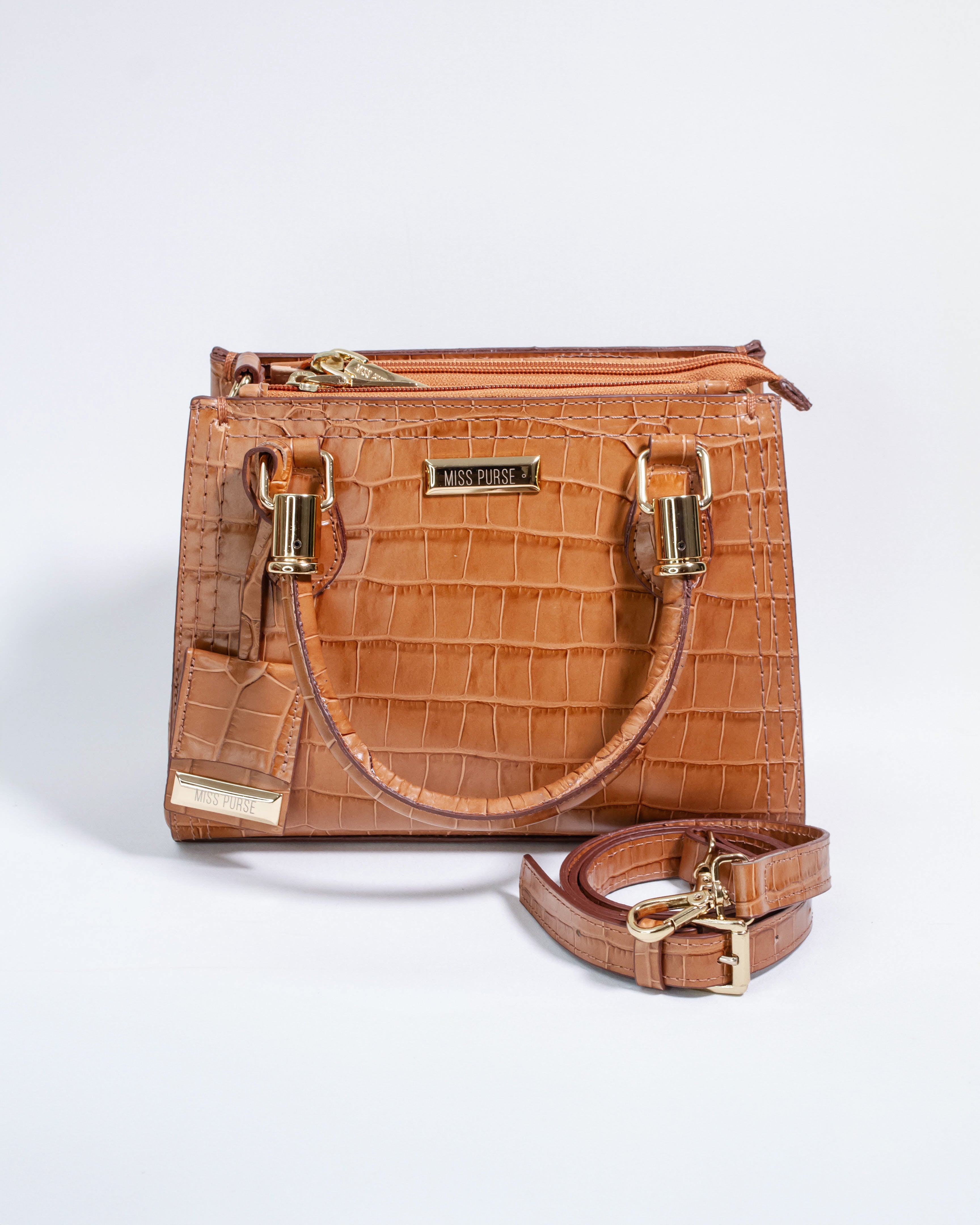 BOLSA VALENTINA CARAMELO CROCO