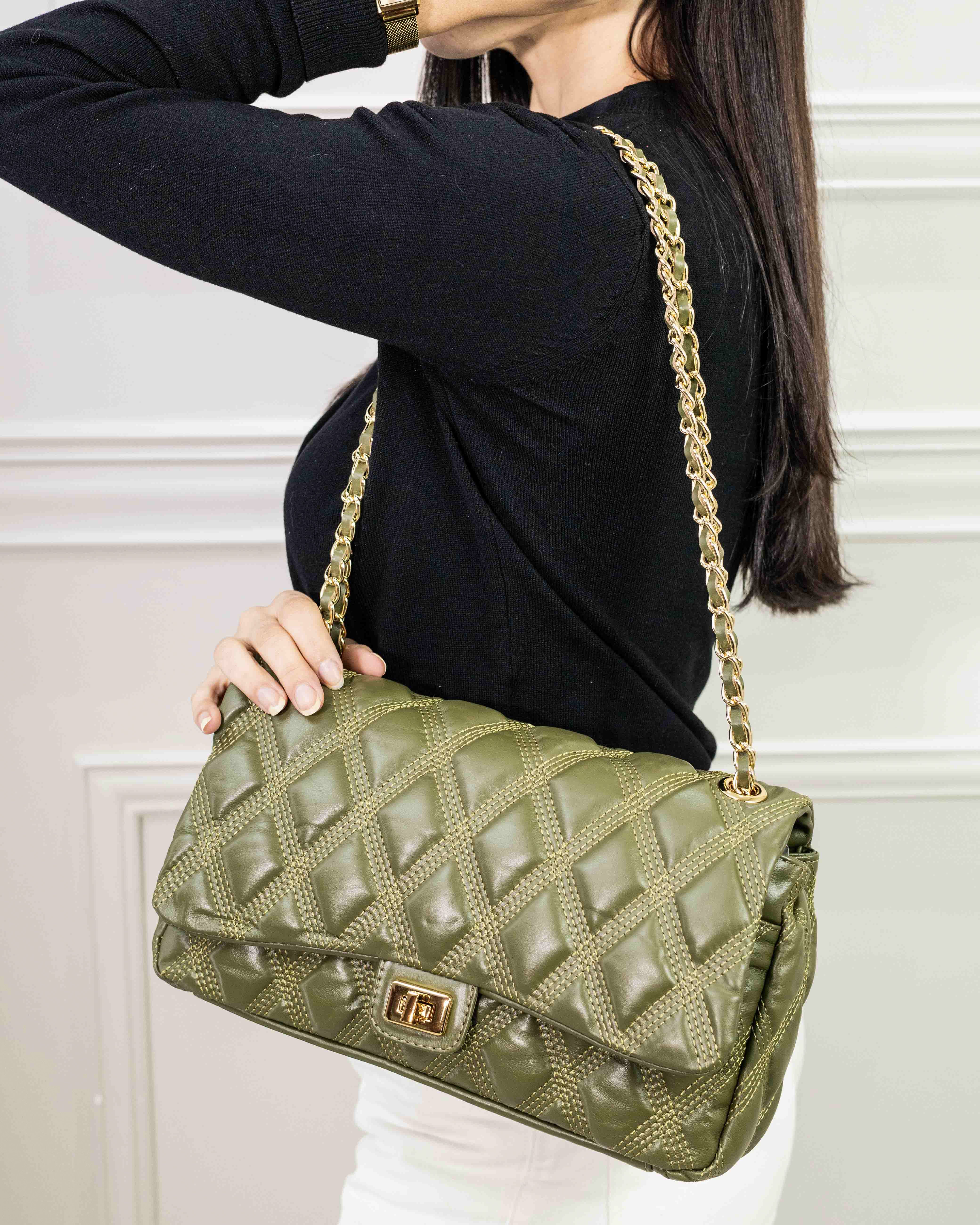 BOLSA BEATRICE MATELASSÊ VERDE OLIVA