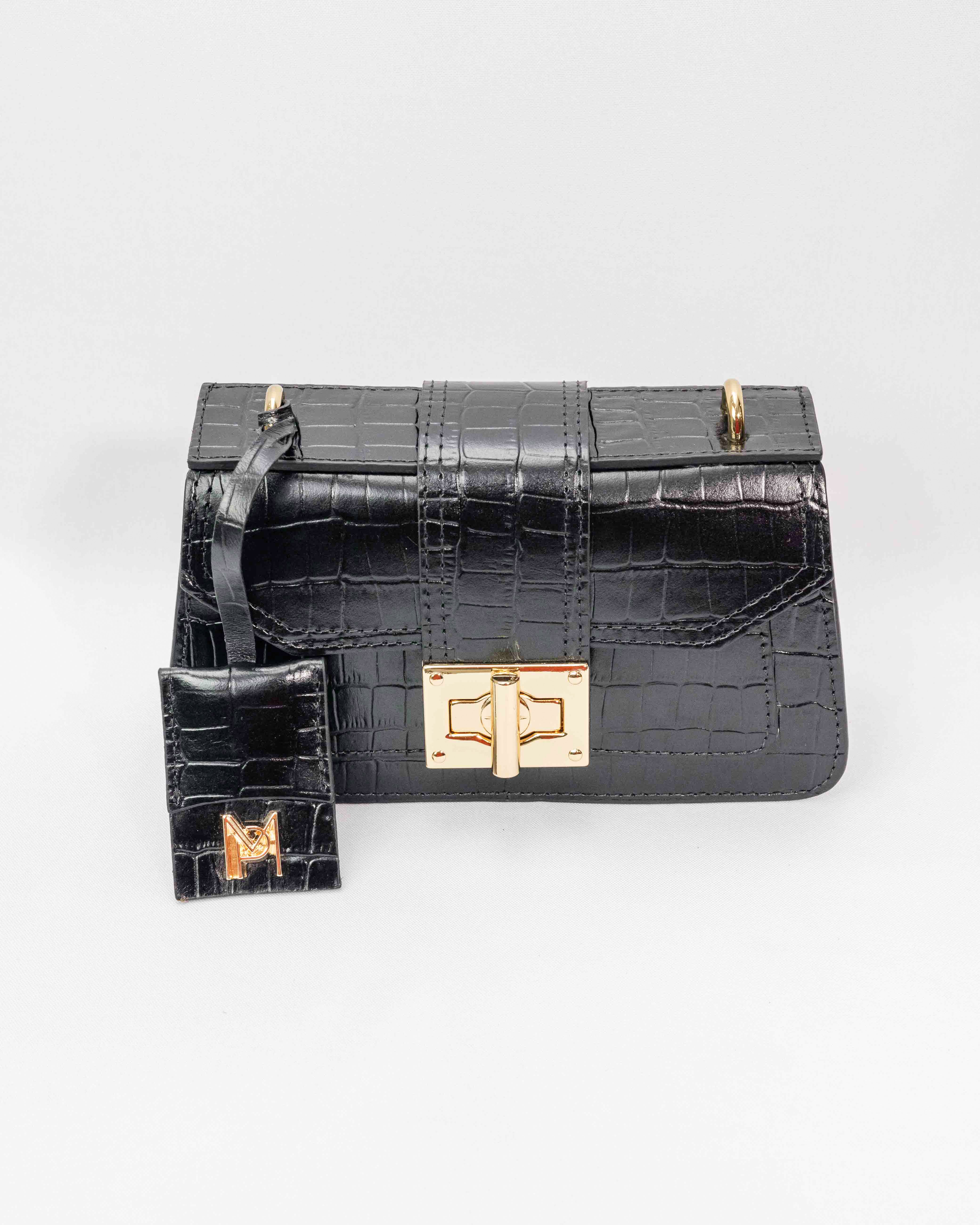 BOLSA MILÃO PRETA CROCO