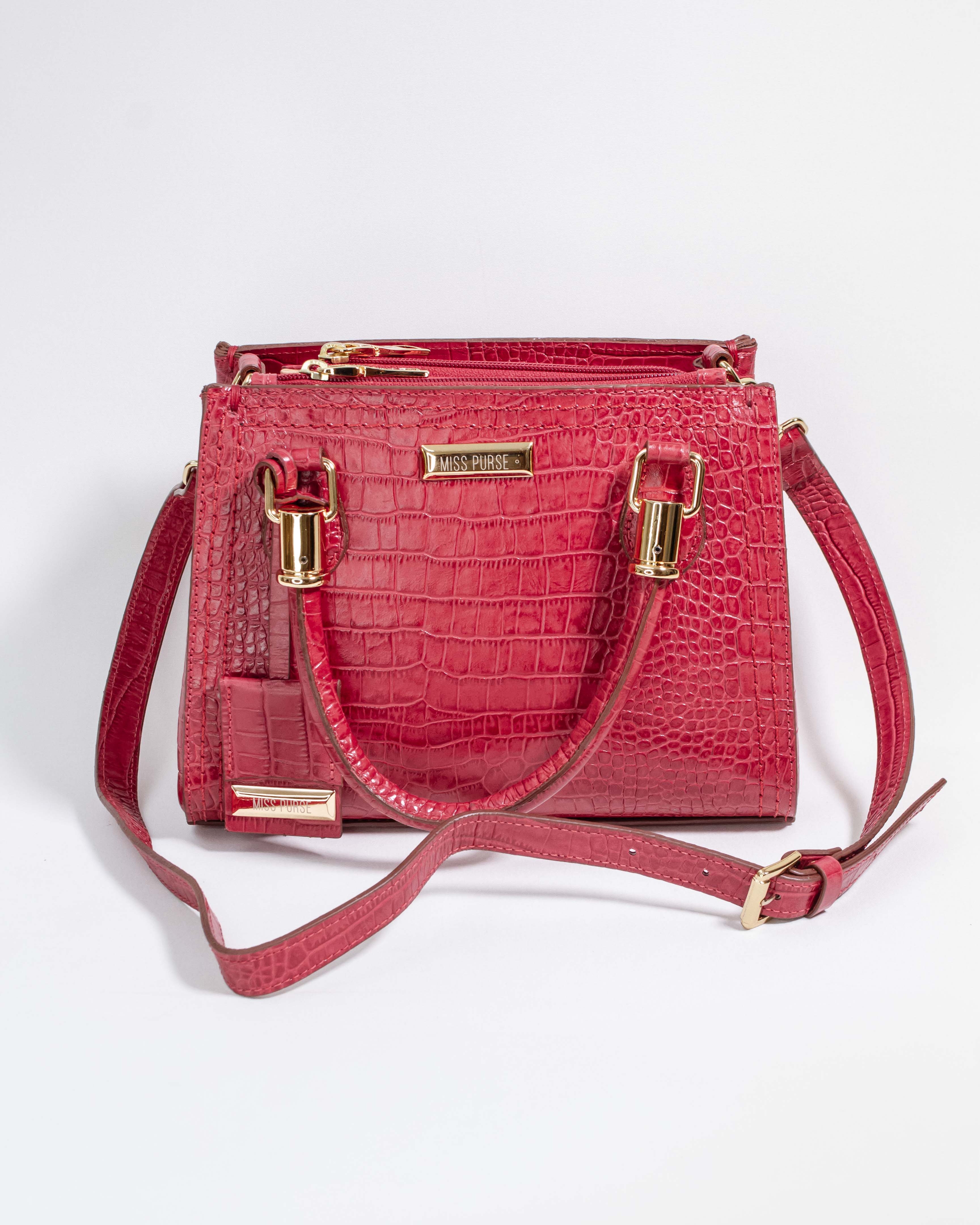 BOLSA VALENTINA VERMELHO CROCO