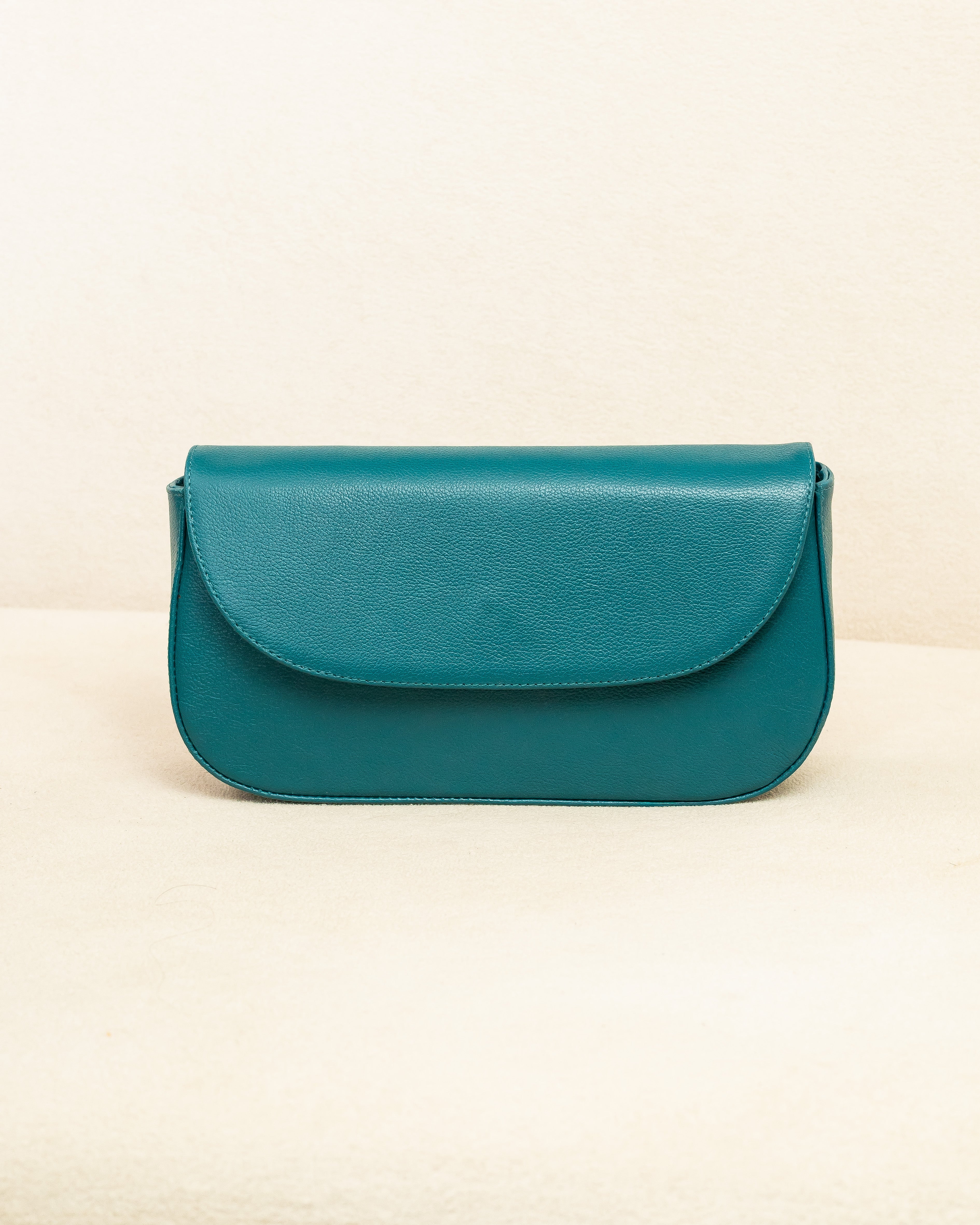 Bolsa tiracolo de Couro Legítimo Azul Petróleo - Alba Ferragem prata (Acompanha Presente)