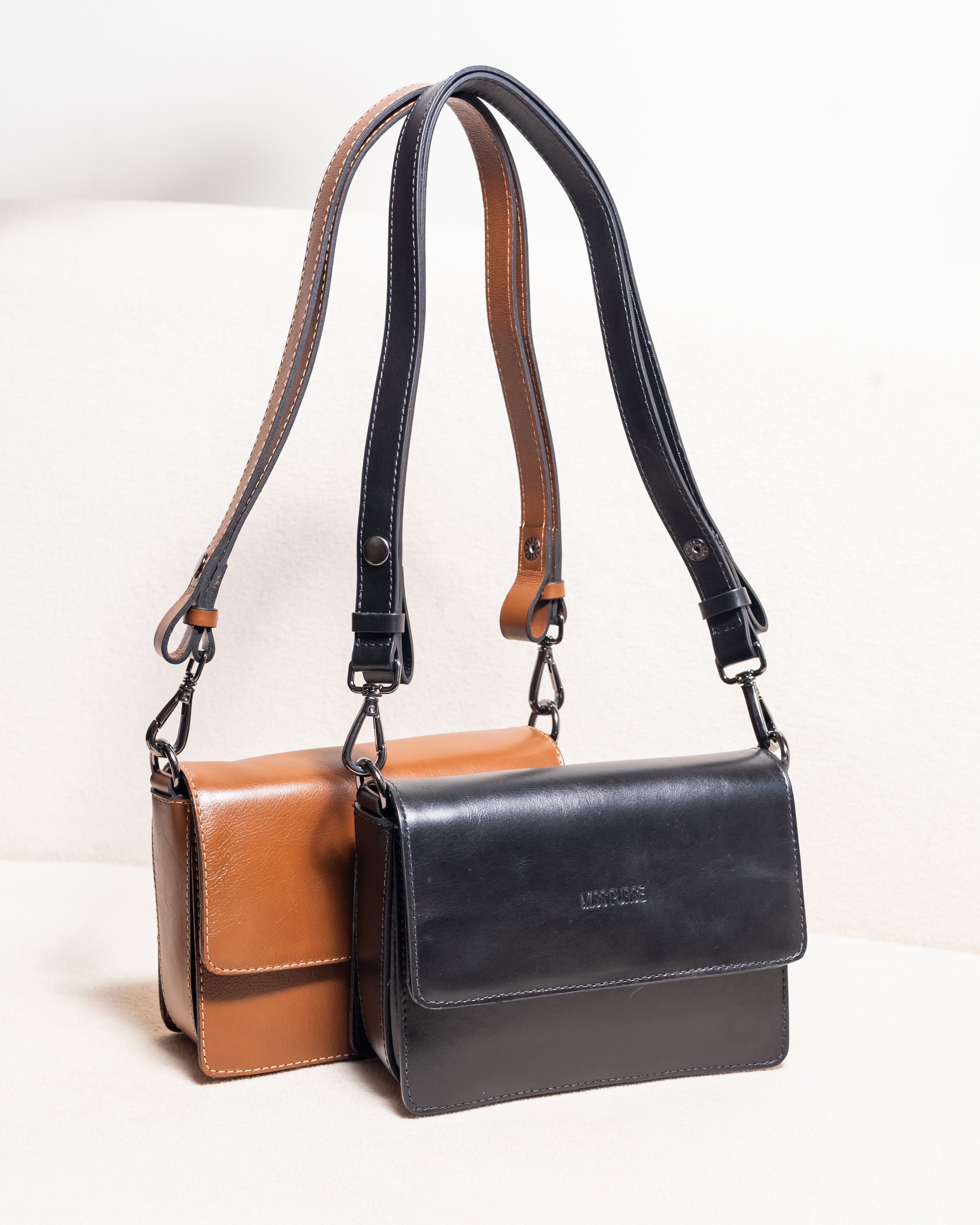 Bolsa transversal Couro Legítimo Lívia - Caramelo