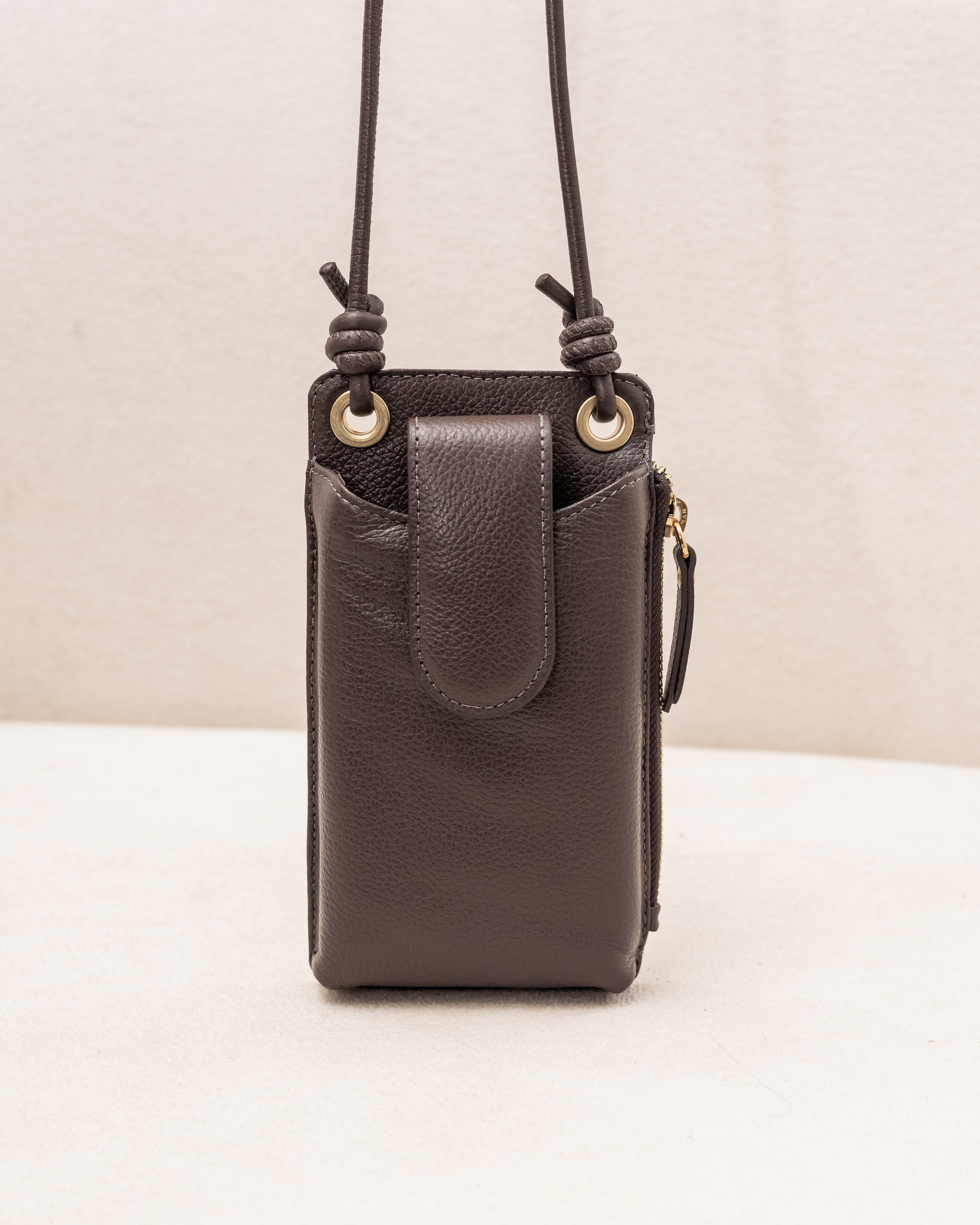Bolsa e Porta Celular Yara de Couro Legítimo Marrom Café