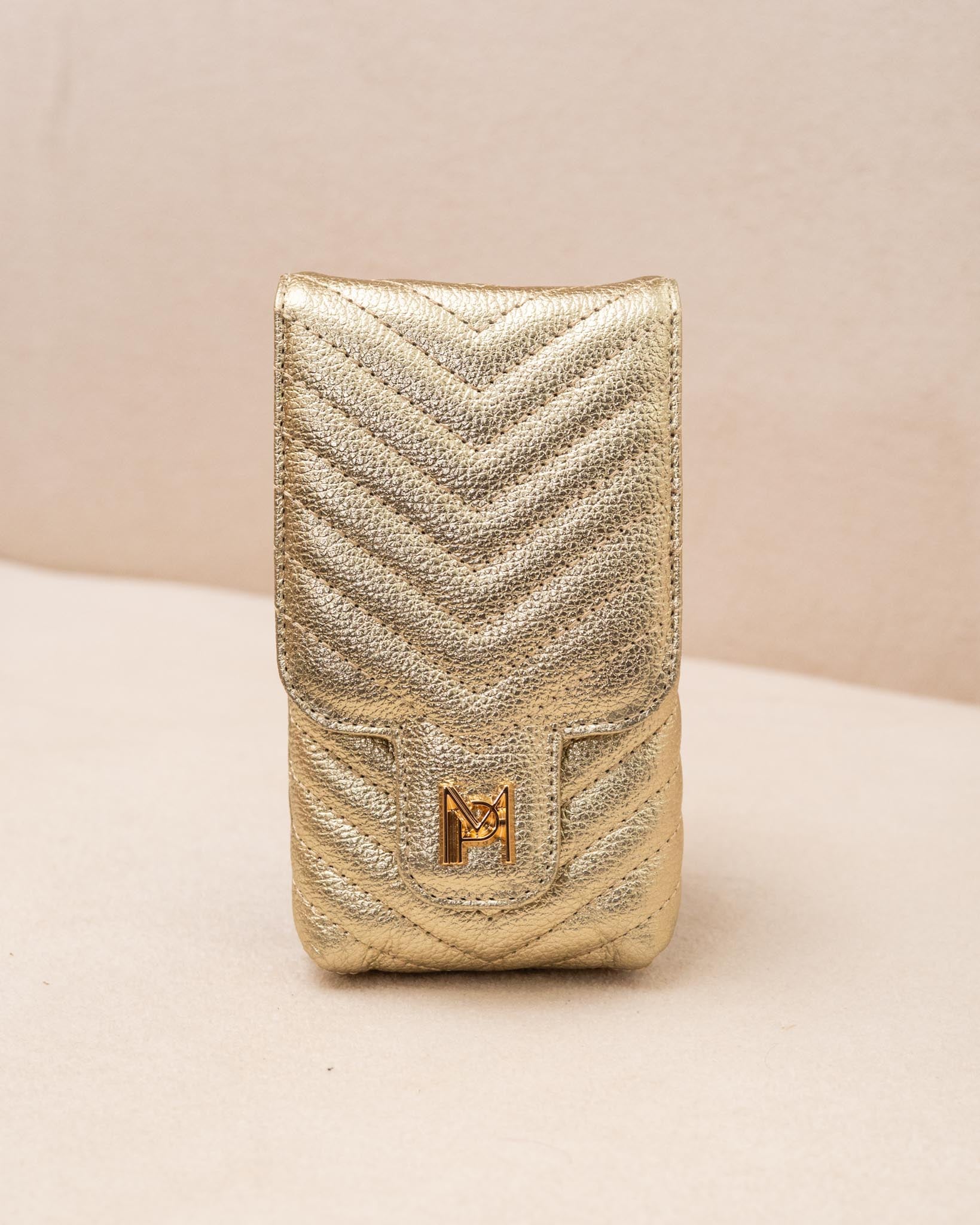 PORTA CELULAR CAMI DE COURO LEGÍTIMO DOURADO